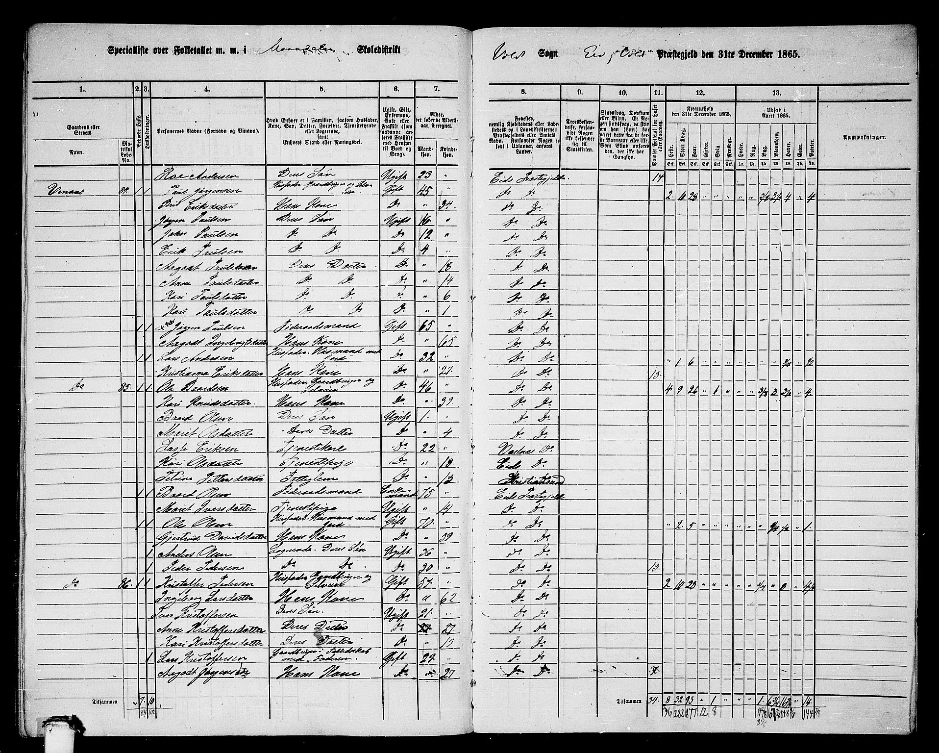 RA, 1865 census for Eid og Vold, 1865, p. 64