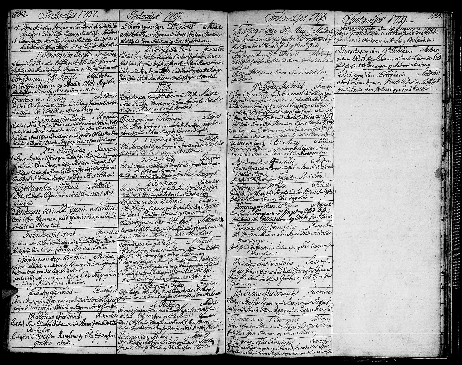 Ministerialprotokoller, klokkerbøker og fødselsregistre - Sør-Trøndelag, SAT/A-1456/672/L0852: Parish register (official) no. 672A05, 1776-1815, p. 732-733