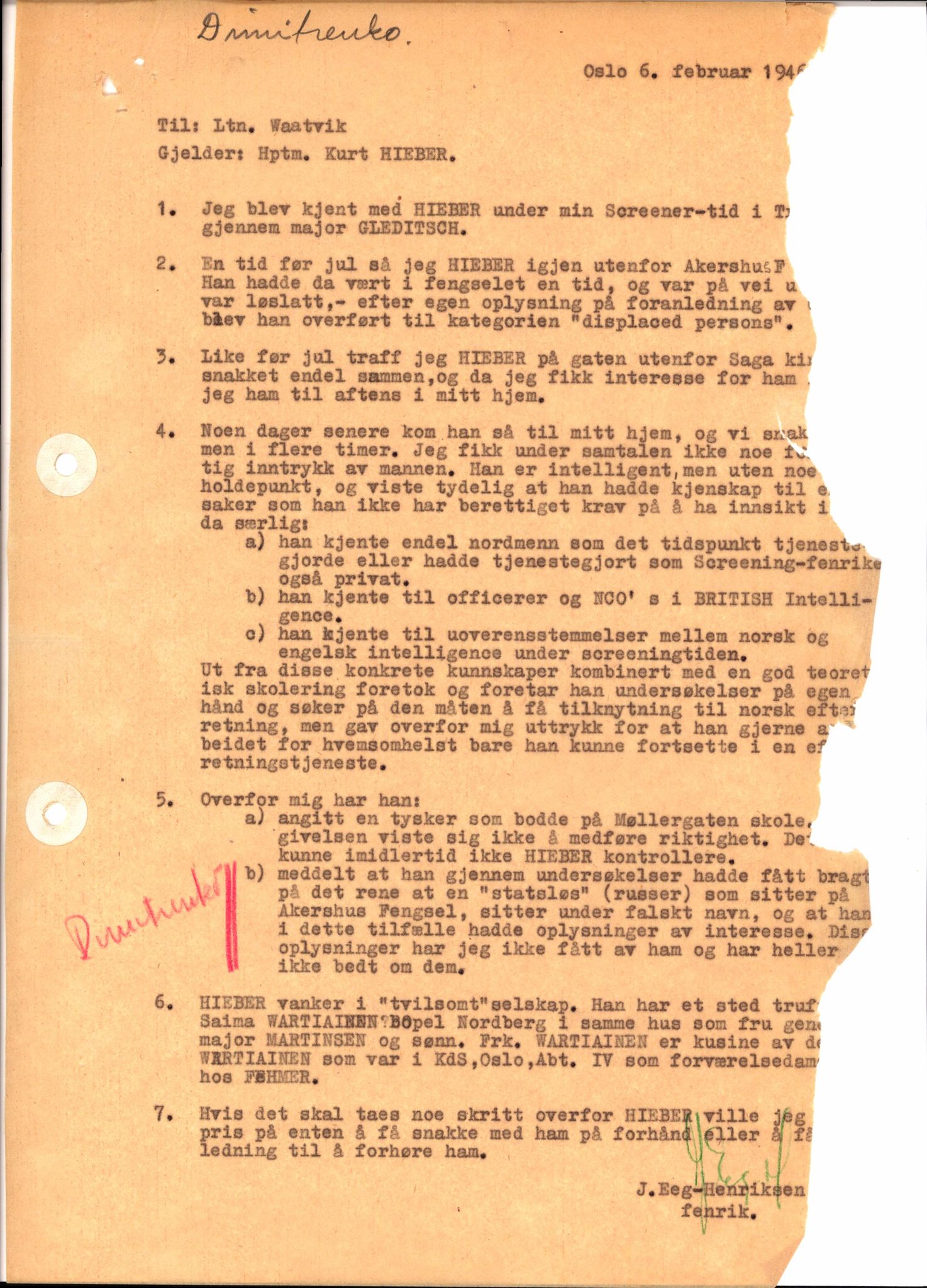 Forsvaret, Forsvarets overkommando II, AV/RA-RAFA-3915/D/Db/L0013: CI Questionaires. Tyske okkupasjonsstyrker i Norge. Tyskere., 1945-1946, p. 180