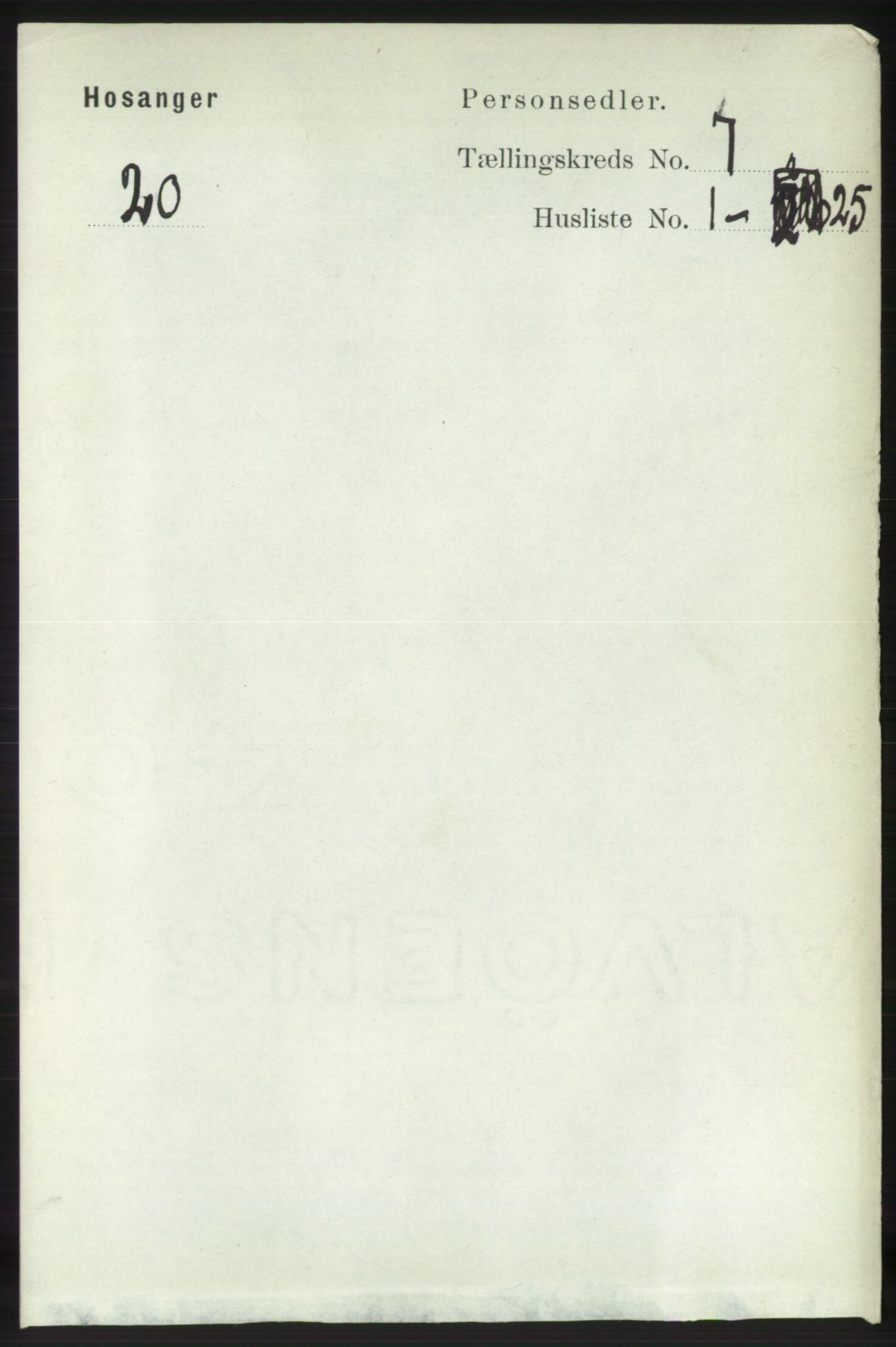 RA, 1891 census for 1253 Hosanger, 1891, p. 2490