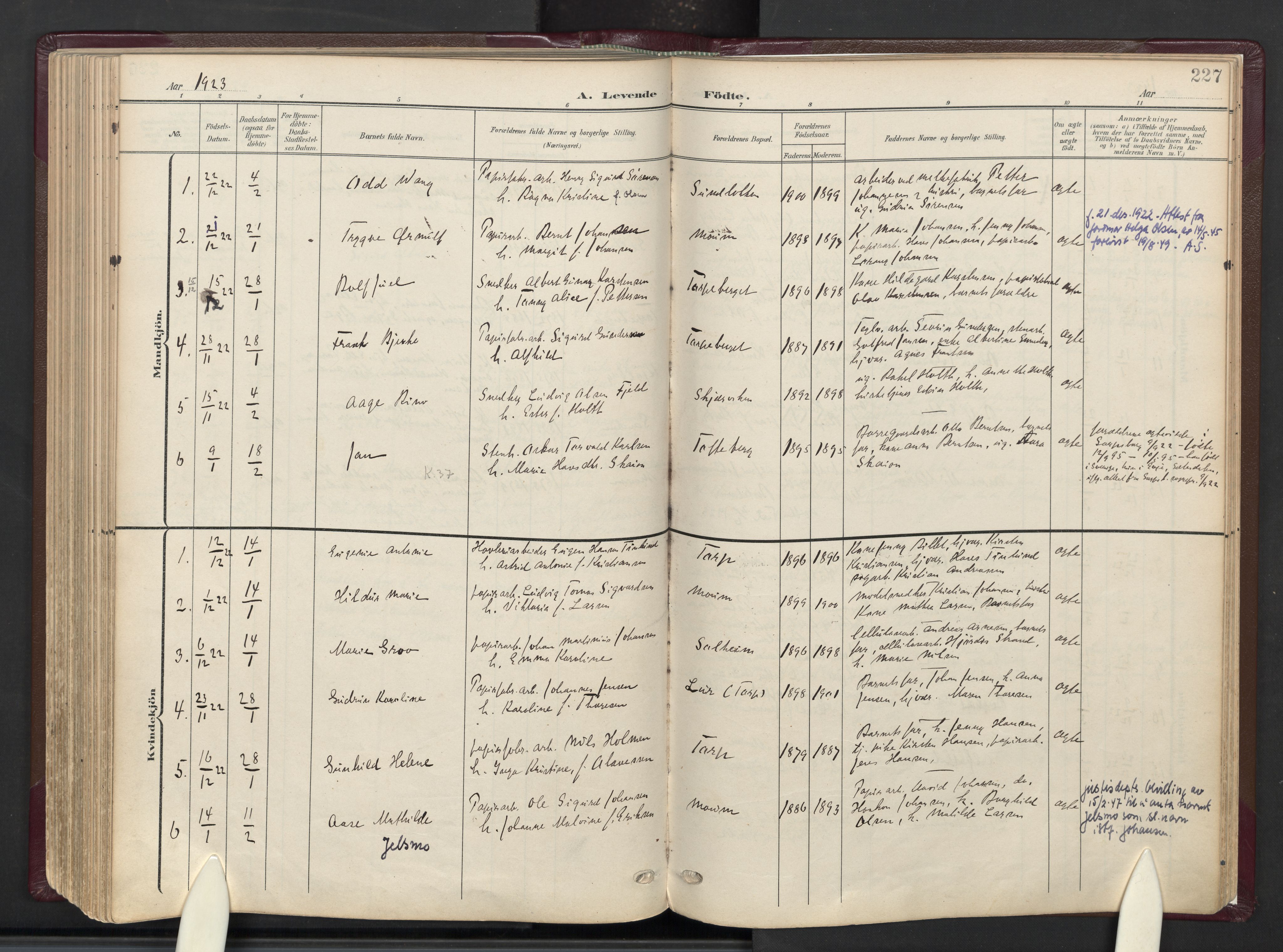 Borge prestekontor Kirkebøker, AV/SAO-A-10903/F/Fa/L0010: Parish register (official) no. I 10, 1907-1925, p. 227