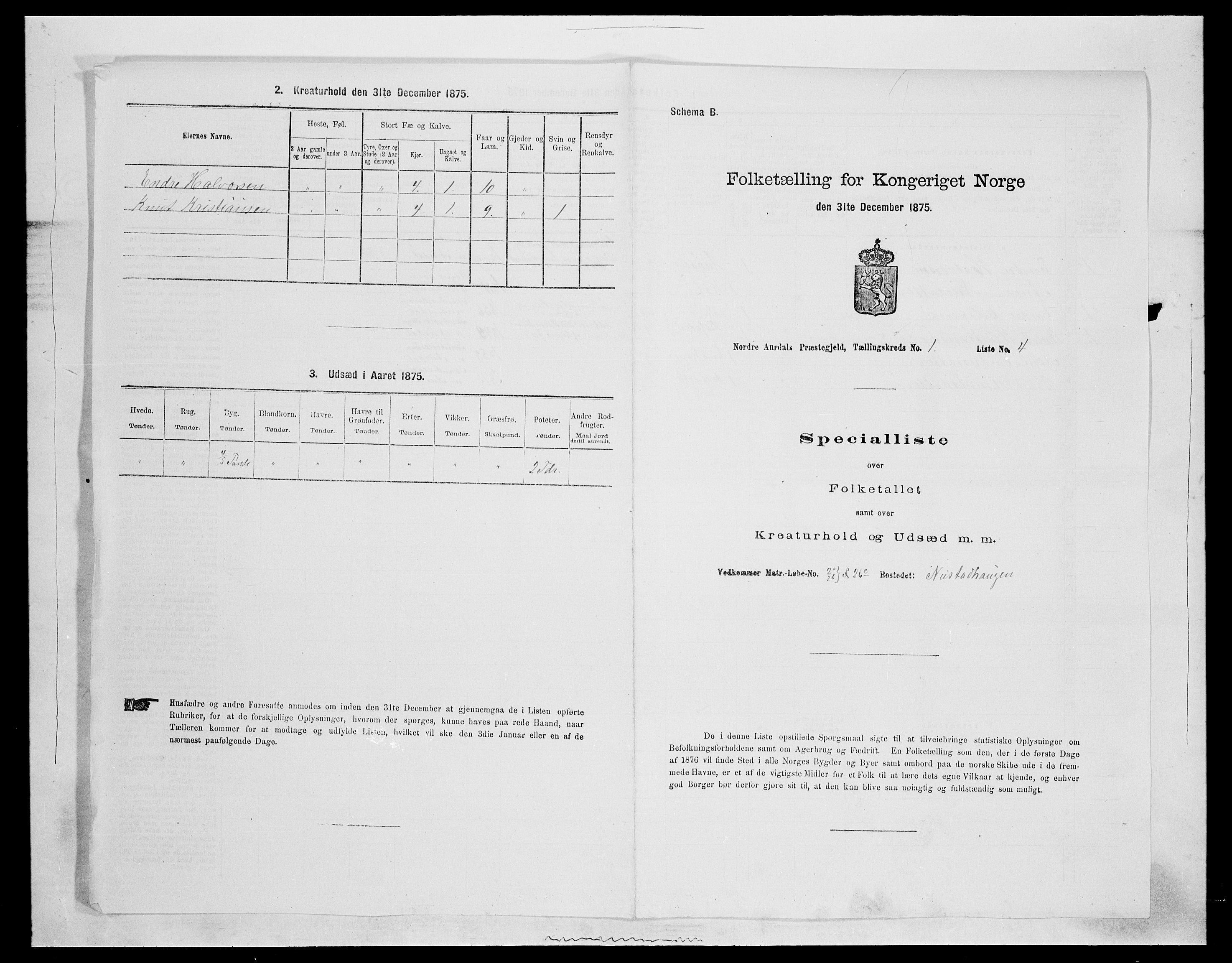 SAH, 1875 census for 0542P Nord-Aurdal, 1875, p. 124