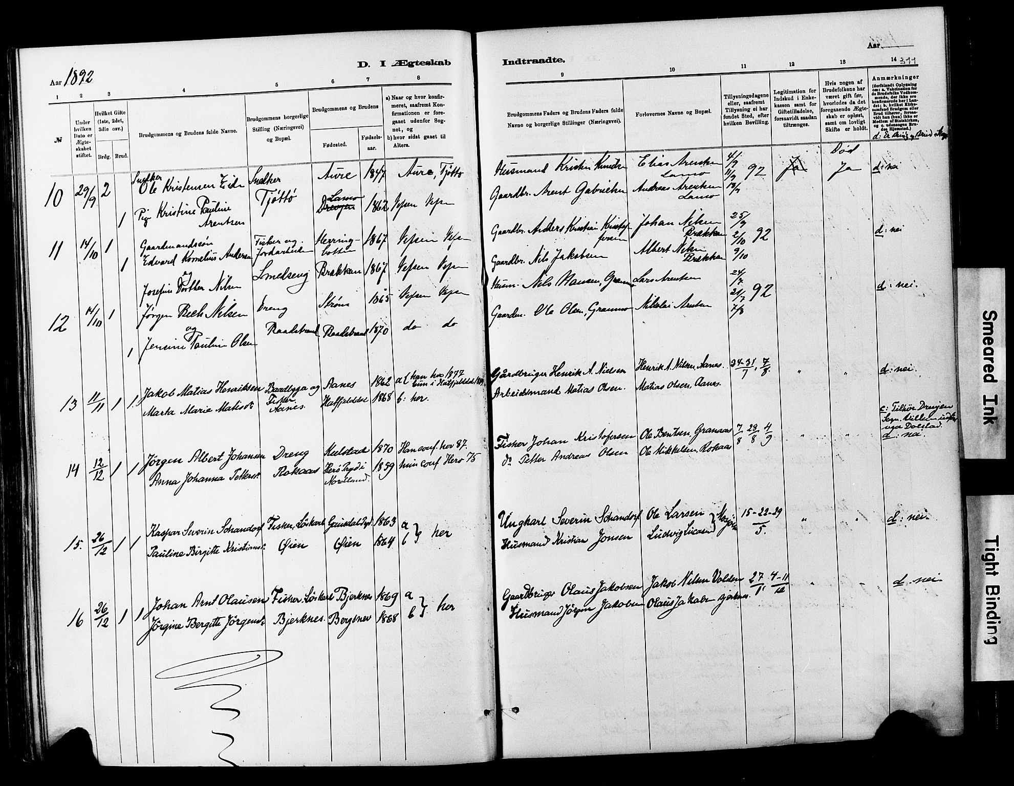 Ministerialprotokoller, klokkerbøker og fødselsregistre - Nordland, SAT/A-1459/820/L0295: Parish register (official) no. 820A16, 1880-1896, p. 311