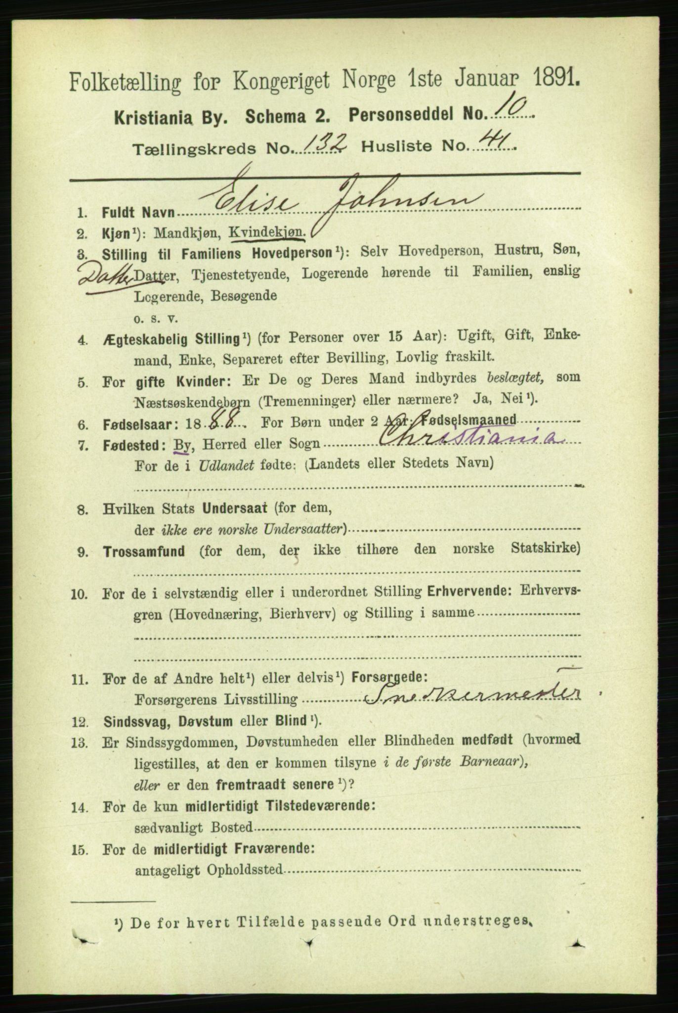 RA, 1891 census for 0301 Kristiania, 1891, p. 72048