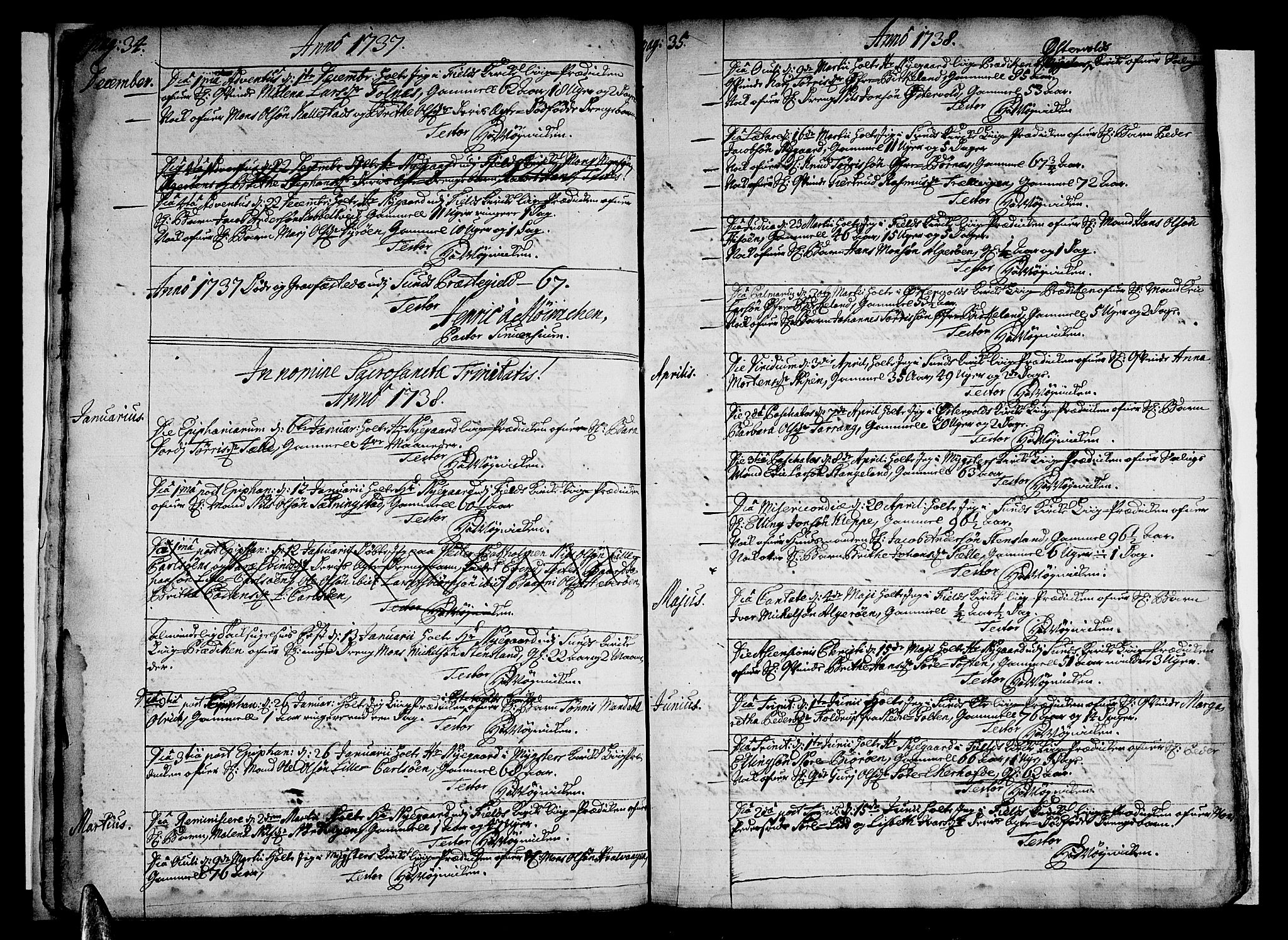 Sund sokneprestembete, SAB/A-99930: Parish register (official) no. A 2, 1729-1769, p. 34-35