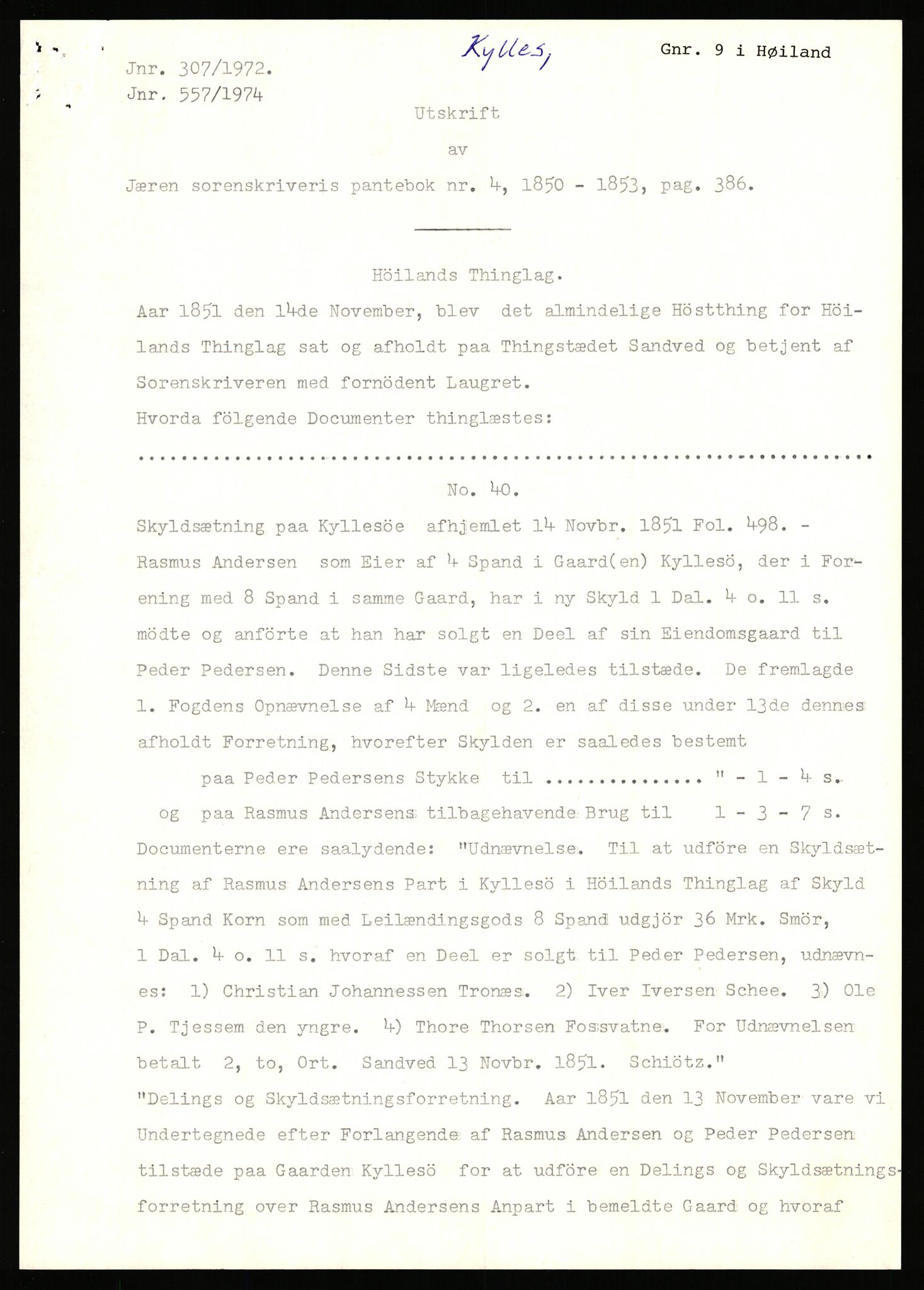 Statsarkivet i Stavanger, AV/SAST-A-101971/03/Y/Yj/L0051: Avskrifter sortert etter gårdsnavn: Kvål - Landsnes, 1750-1930, p. 84