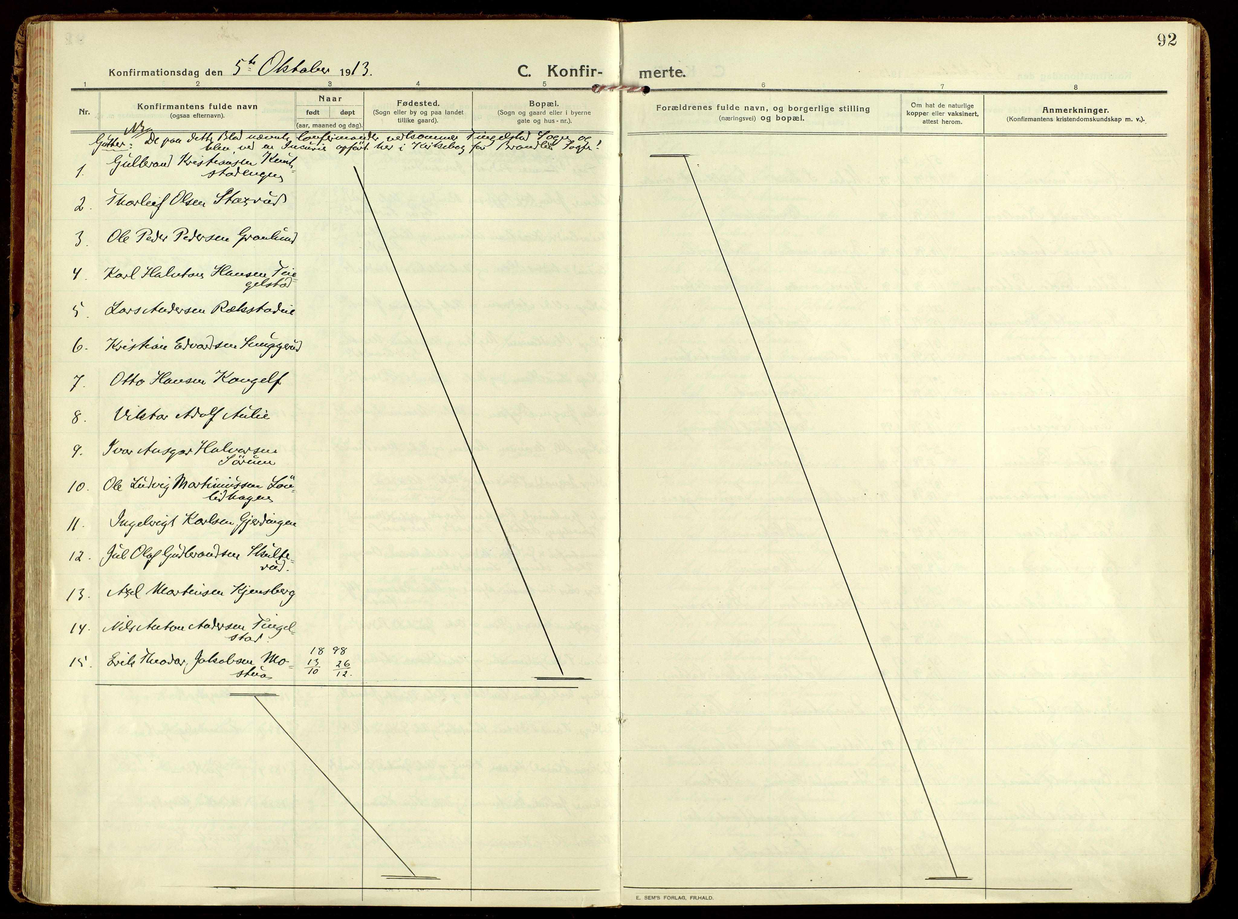 Brandbu prestekontor, AV/SAH-PREST-114/H/Ha/Haa/L0004: Parish register (official) no. 4, 1913-1923, p. 92