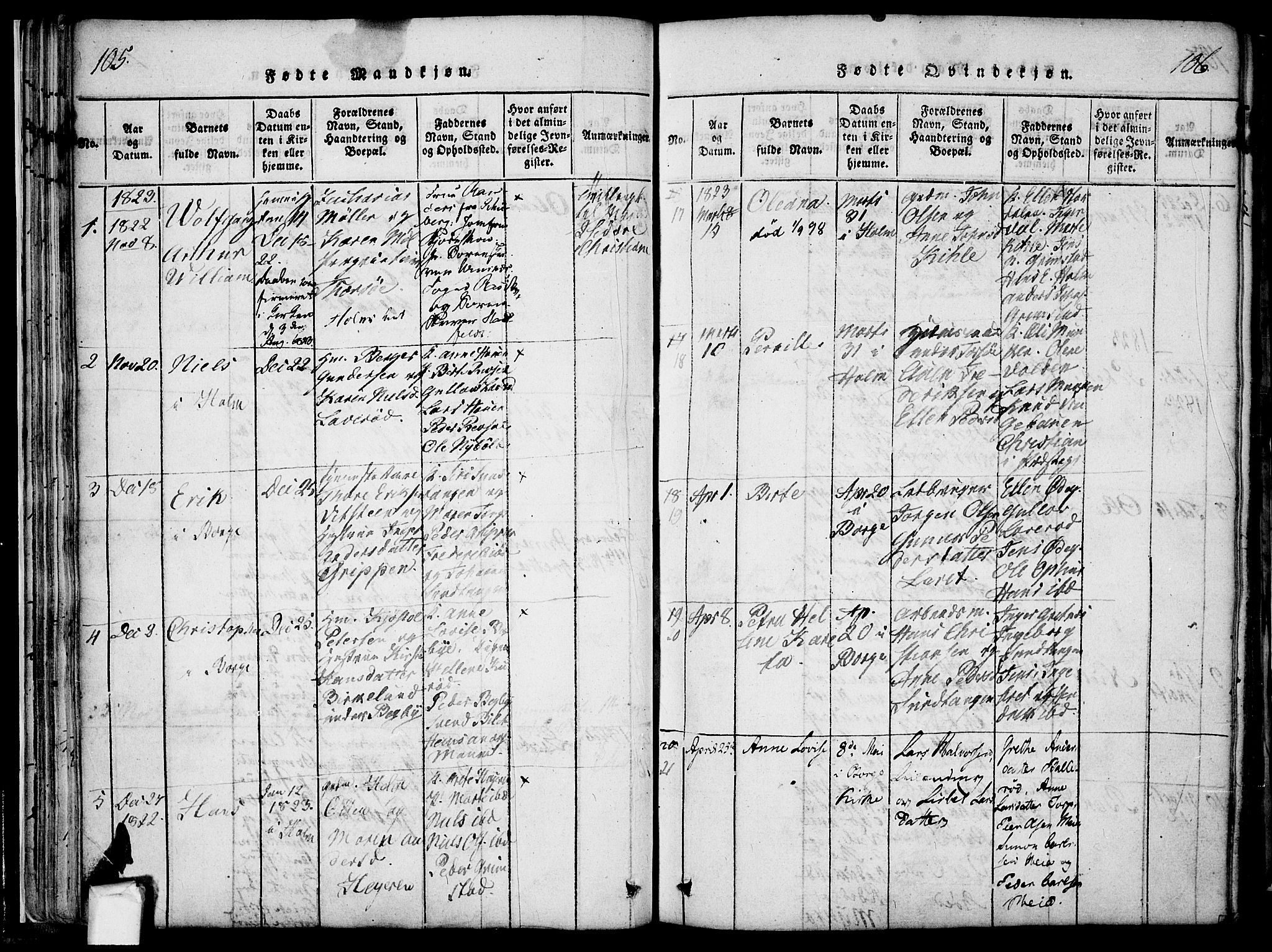 Borge prestekontor Kirkebøker, AV/SAO-A-10903/F/Fa/L0003: Parish register (official) no. I 3, 1815-1836, p. 105-106