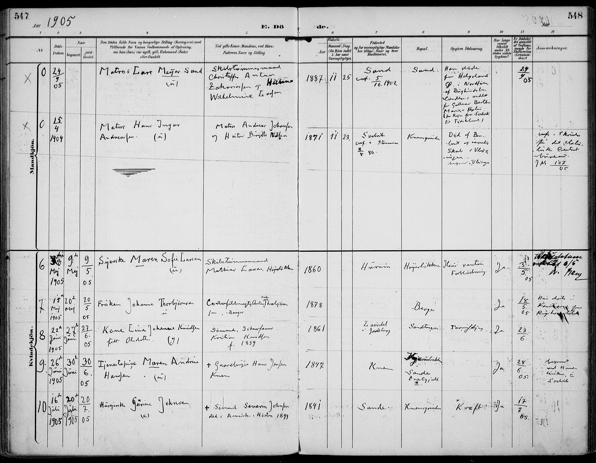 Strømm kirkebøker, SAKO/A-322/F/Fa/L0005: Parish register (official) no. I 5, 1898-1919, p. 547-548