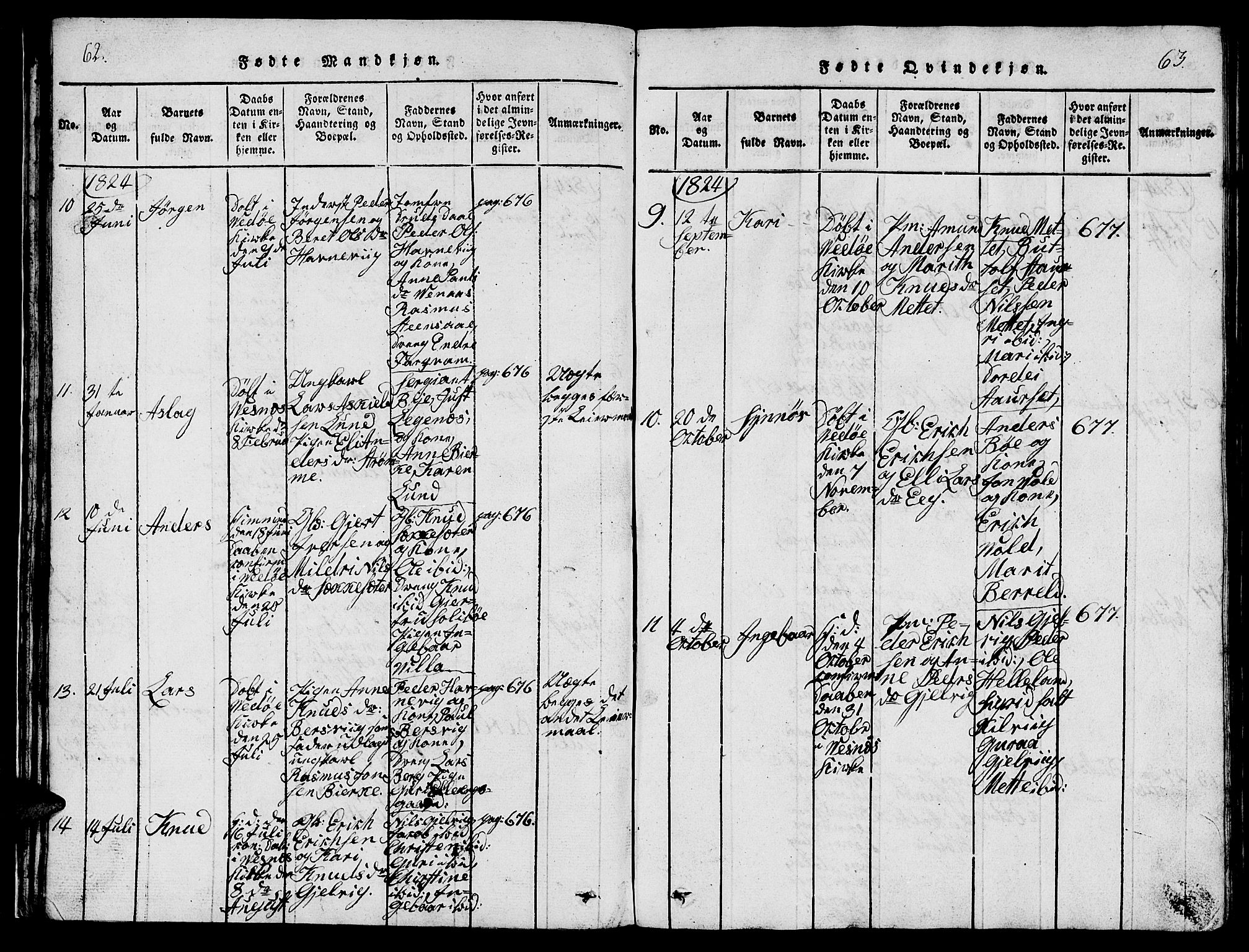 Ministerialprotokoller, klokkerbøker og fødselsregistre - Møre og Romsdal, AV/SAT-A-1454/547/L0610: Parish register (copy) no. 547C01, 1818-1839, p. 62-63