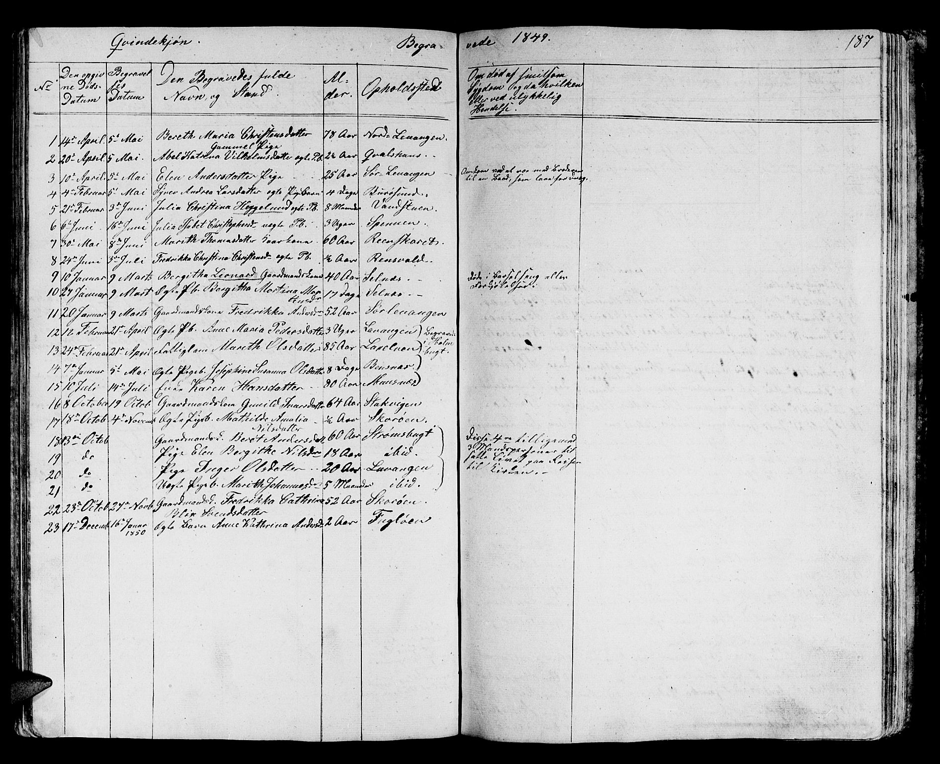 Karlsøy sokneprestembete, AV/SATØ-S-1299/H/Ha/Hab/L0002klokker: Parish register (copy) no. 2, 1843-1861, p. 187