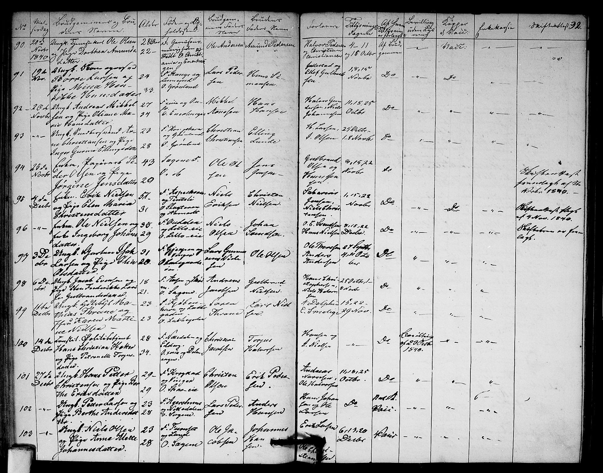 Aker prestekontor kirkebøker, AV/SAO-A-10861/F/L0018: Parish register (official) no. 18, 1829-1853, p. 92