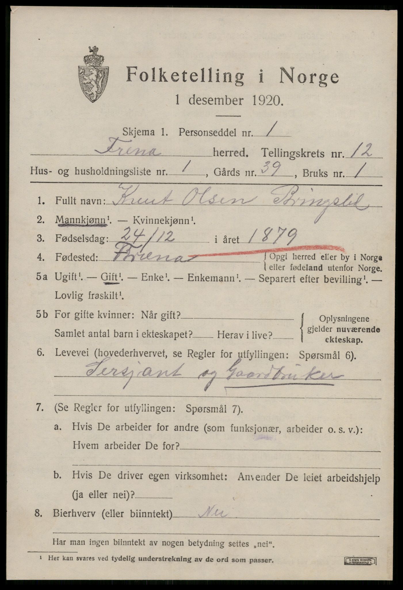 SAT, 1920 census for Fræna, 1920, p. 6467