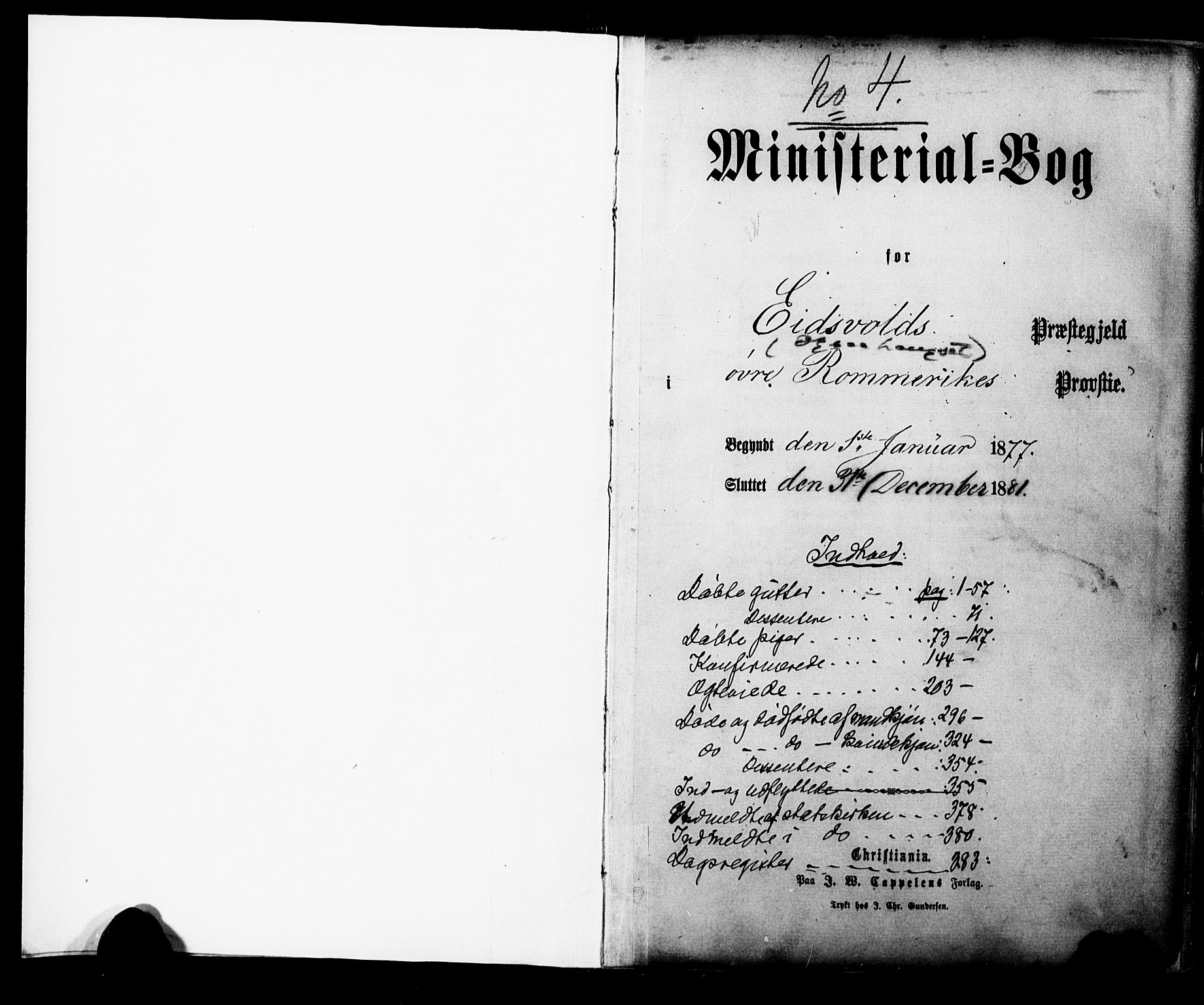 Eidsvoll prestekontor Kirkebøker, SAO/A-10888/F/Fa/L0001: Parish register (official) no. I 1, 1877-1881