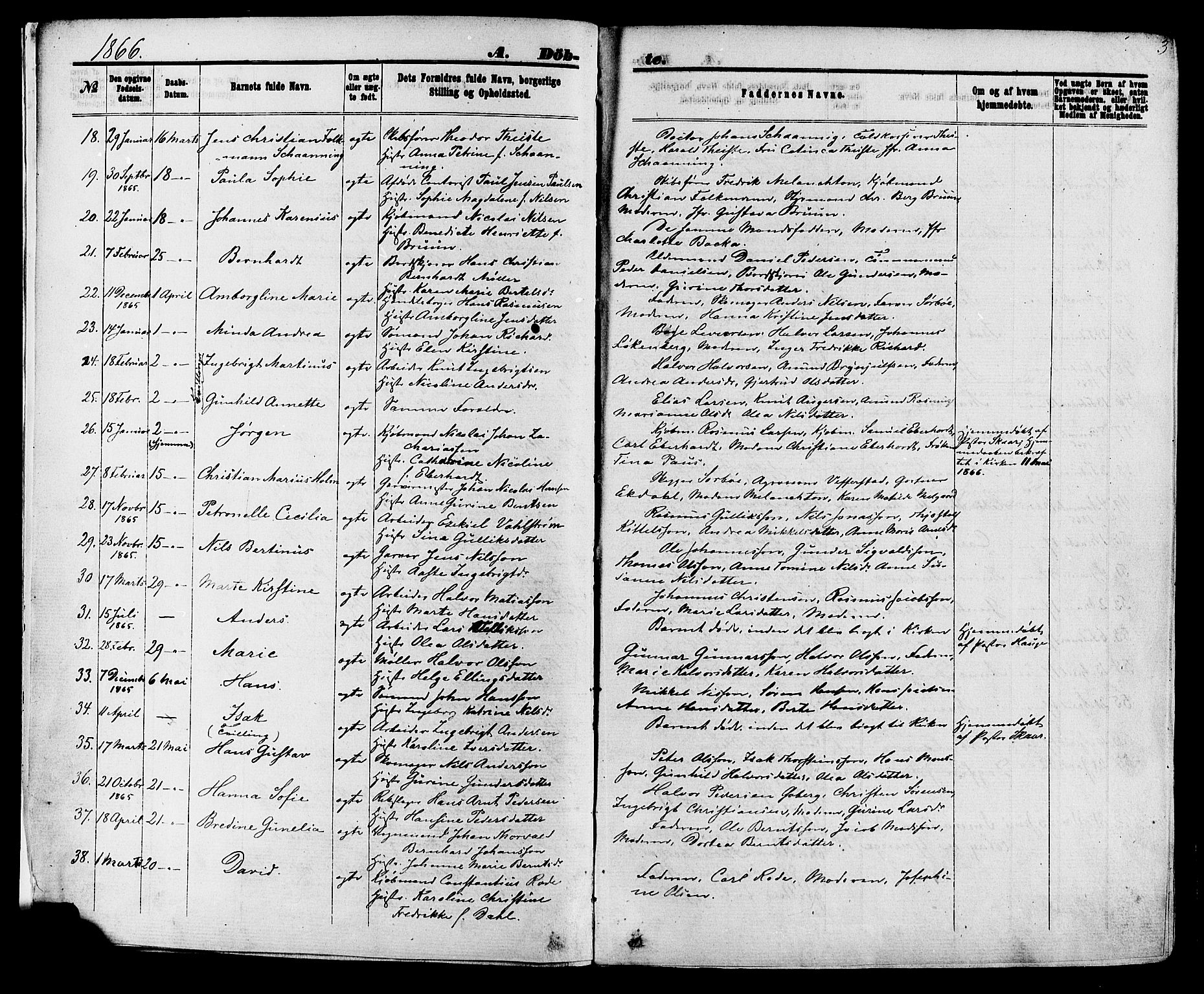Skien kirkebøker, SAKO/A-302/F/Fa/L0008: Parish register (official) no. 8, 1866-1877, p. 3