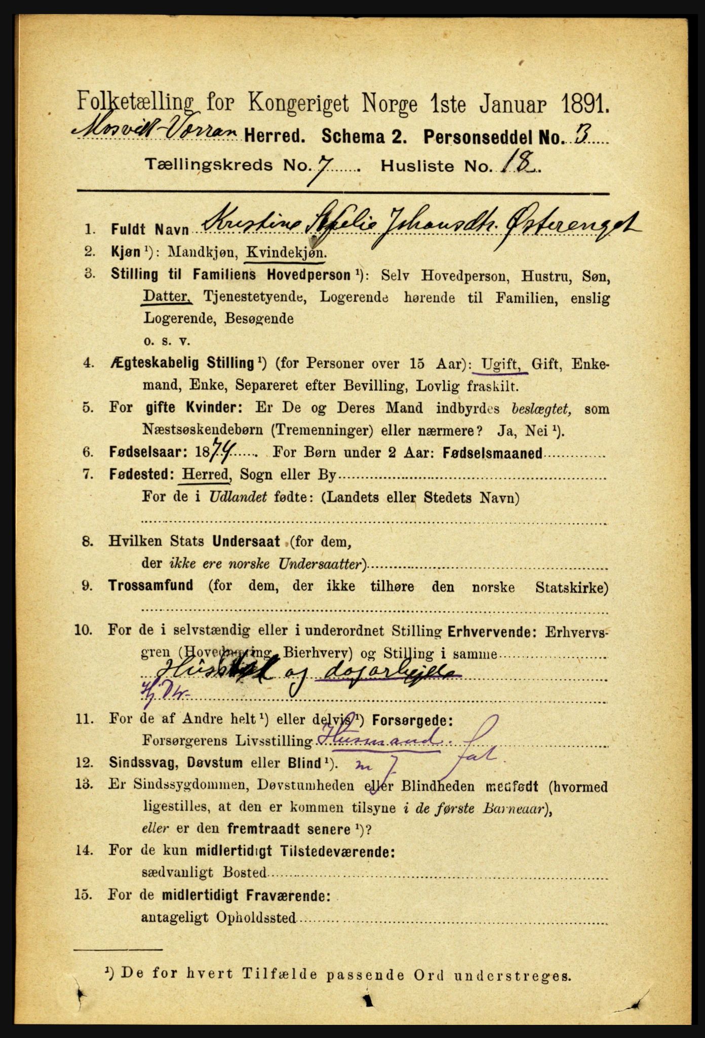 RA, 1891 census for 1723 Mosvik og Verran, 1891, p. 3020