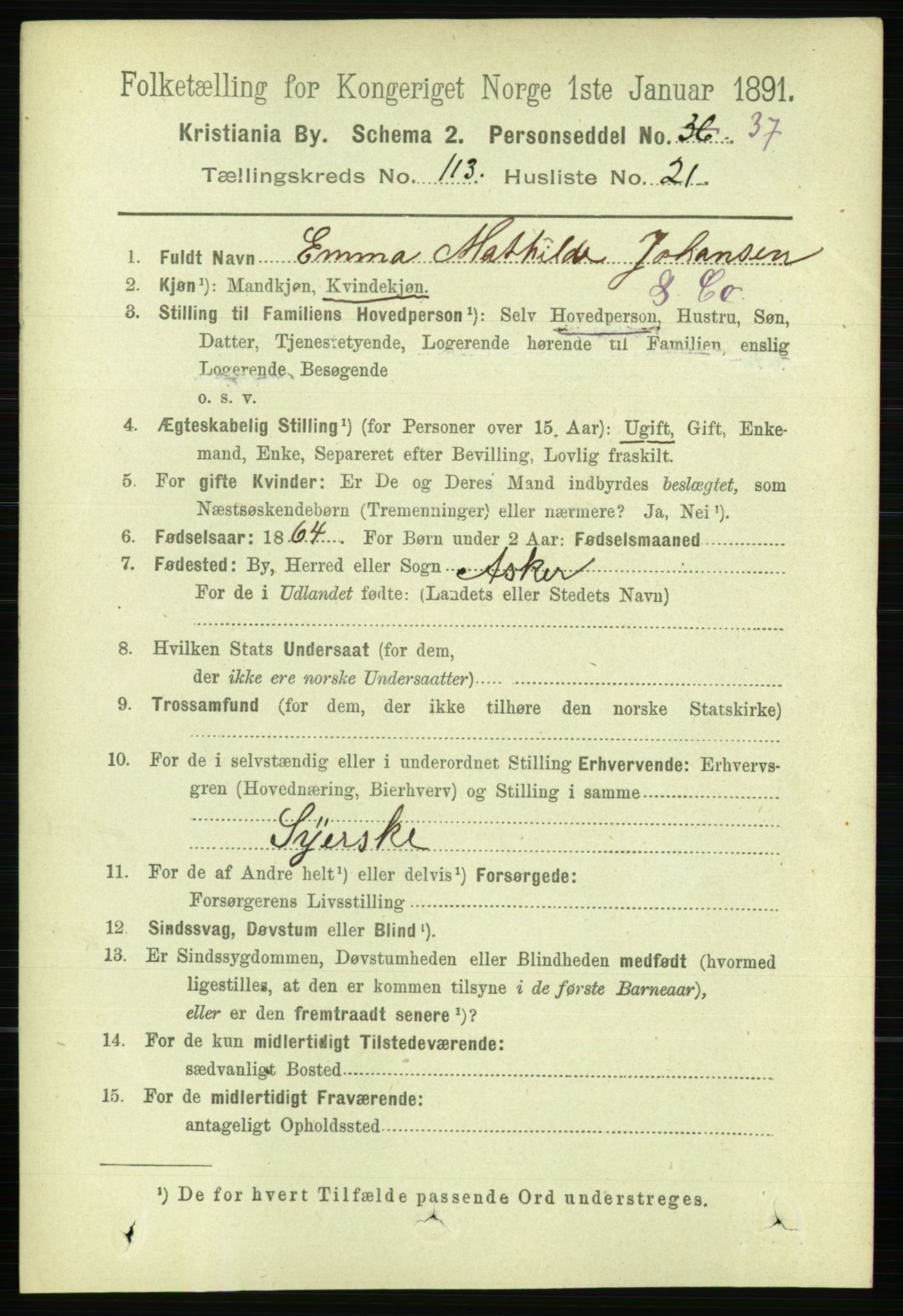 RA, 1891 census for 0301 Kristiania, 1891, p. 60676