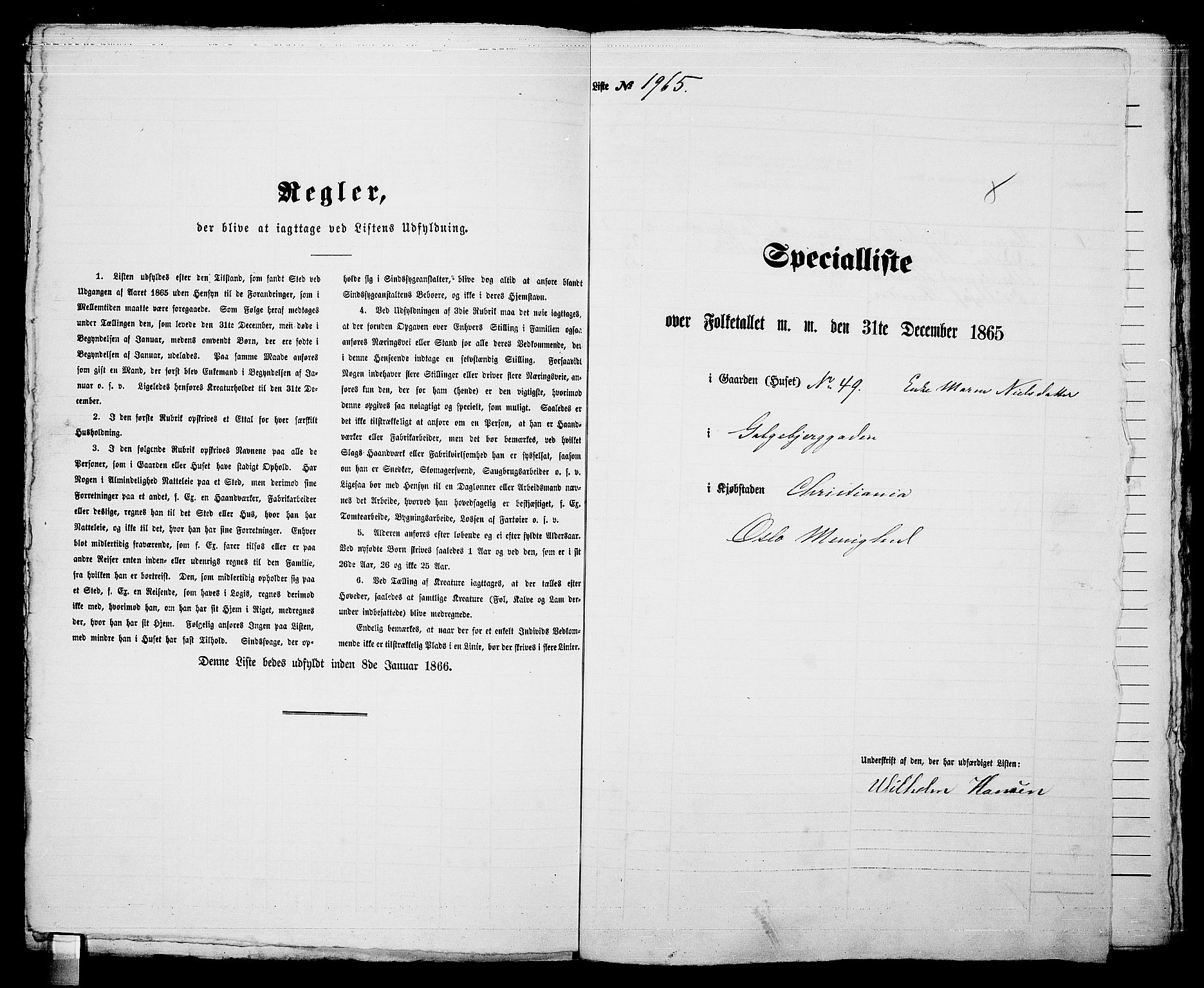 RA, 1865 census for Kristiania, 1865, p. 4384