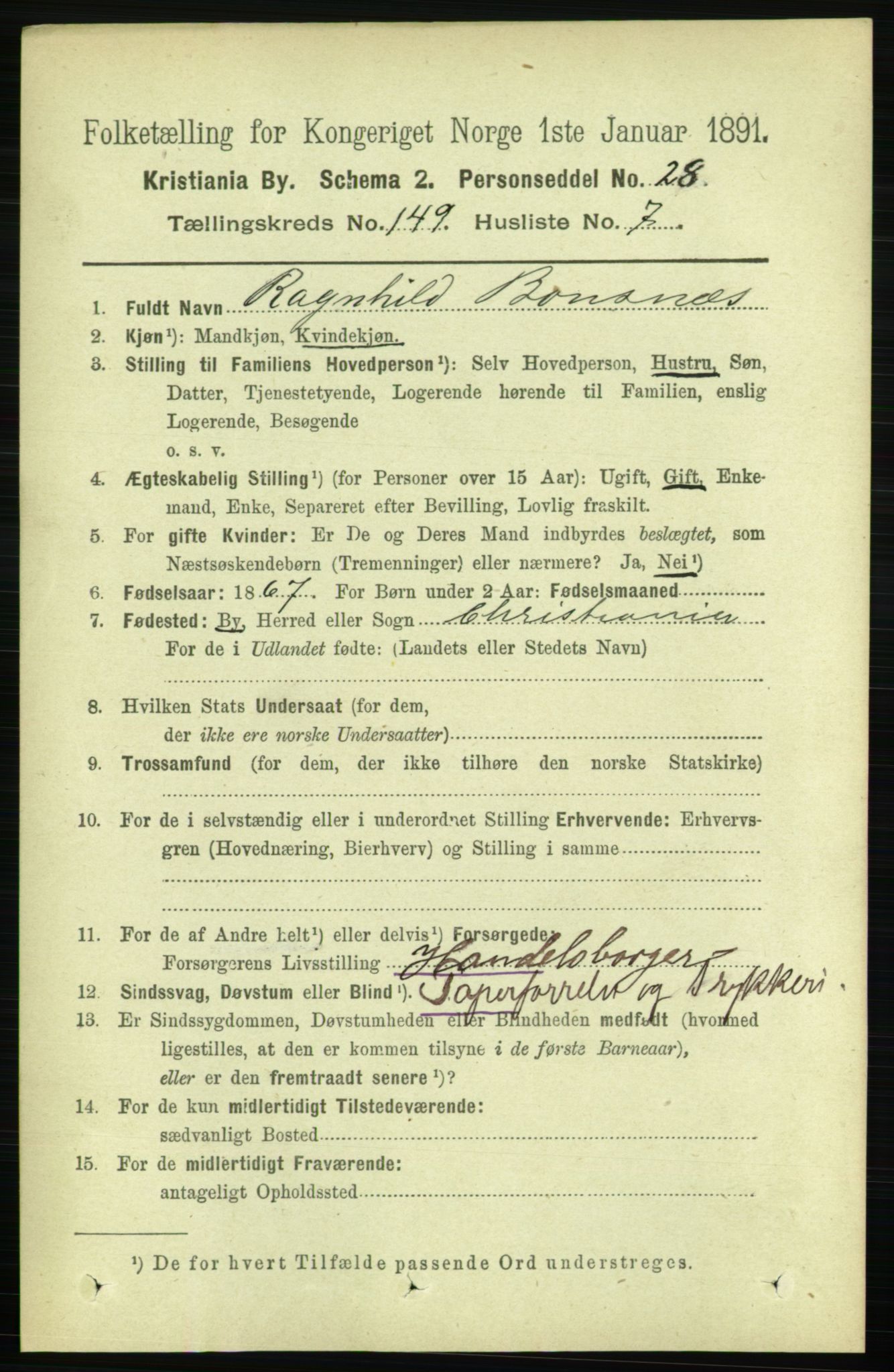 RA, 1891 census for 0301 Kristiania, 1891, p. 83300