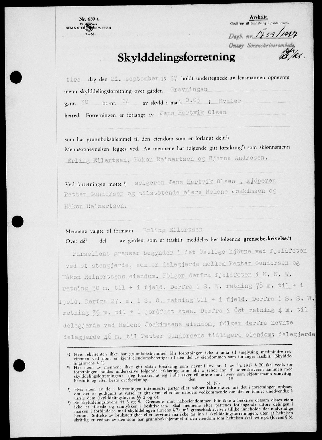 Onsøy sorenskriveri, SAO/A-10474/G/Ga/Gab/L0003: Mortgage book no. II A-3, 1937-1938