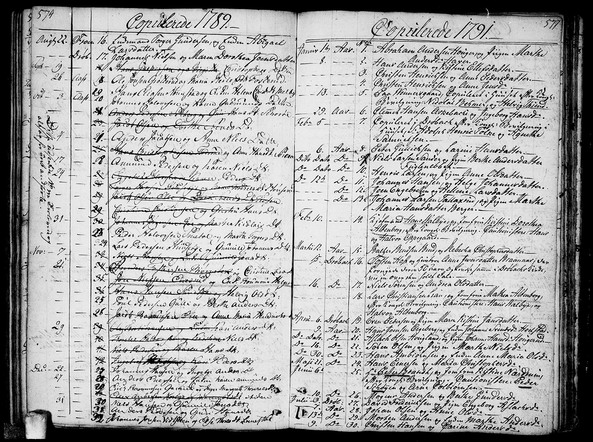 Ås prestekontor Kirkebøker, SAO/A-10894/F/Fa/L0002: Parish register (official) no. I 2, 1778-1813, p. 574-575