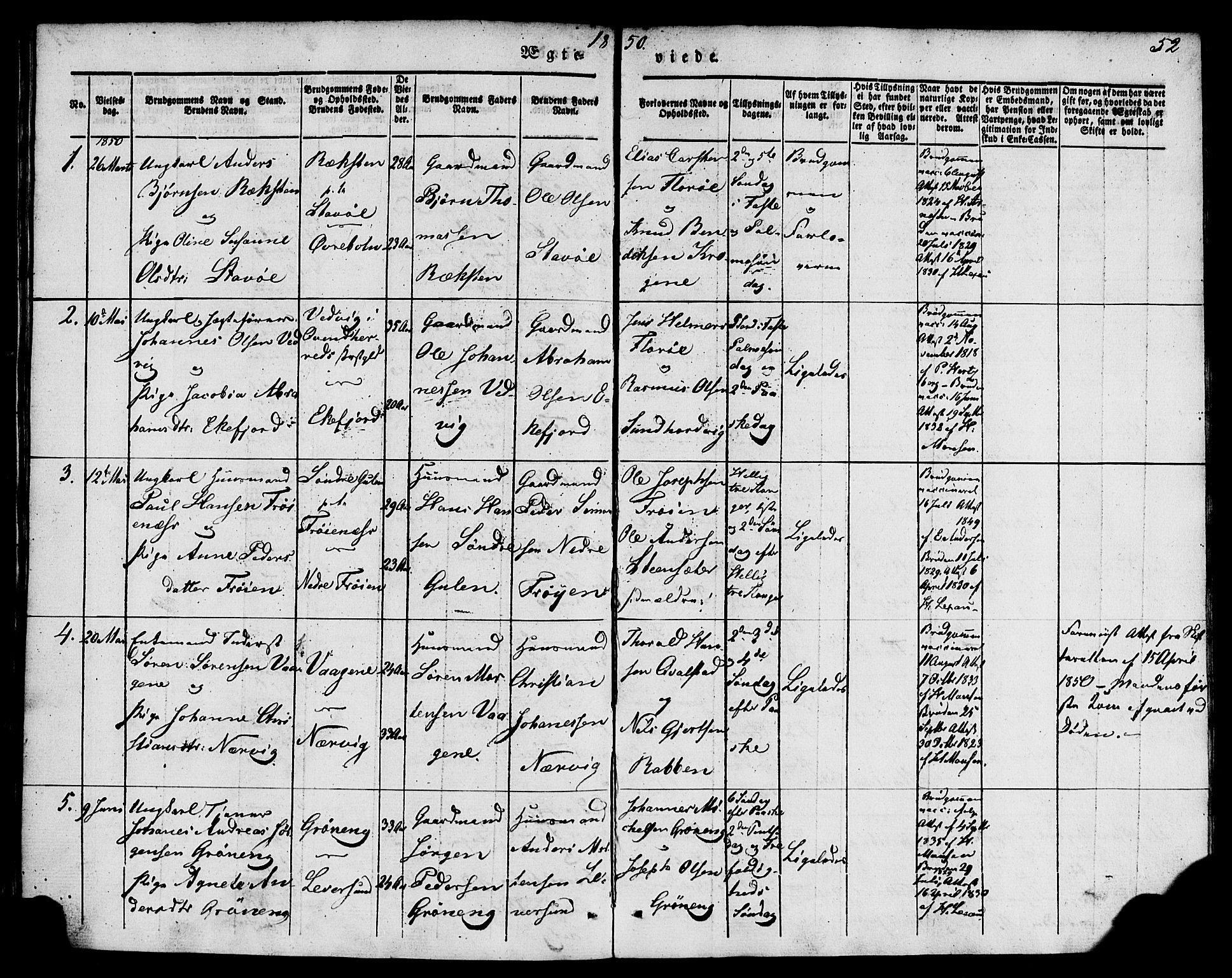 Kinn sokneprestembete, SAB/A-80801/H/Haa/Haaa/L0009: Parish register (official) no. A 9, 1841-1852, p. 52
