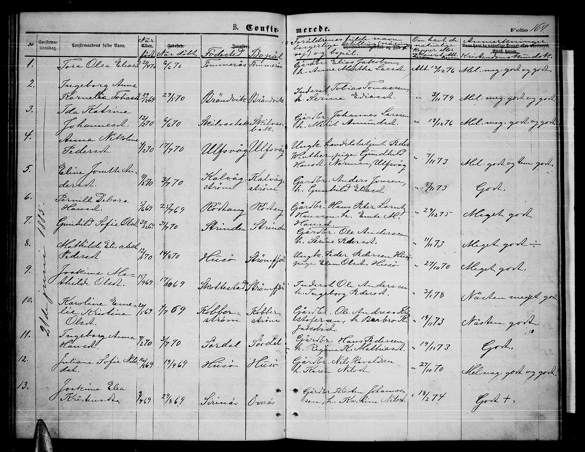 Ministerialprotokoller, klokkerbøker og fødselsregistre - Nordland, AV/SAT-A-1459/859/L0858: Parish register (copy) no. 859C04, 1873-1886, p. 164