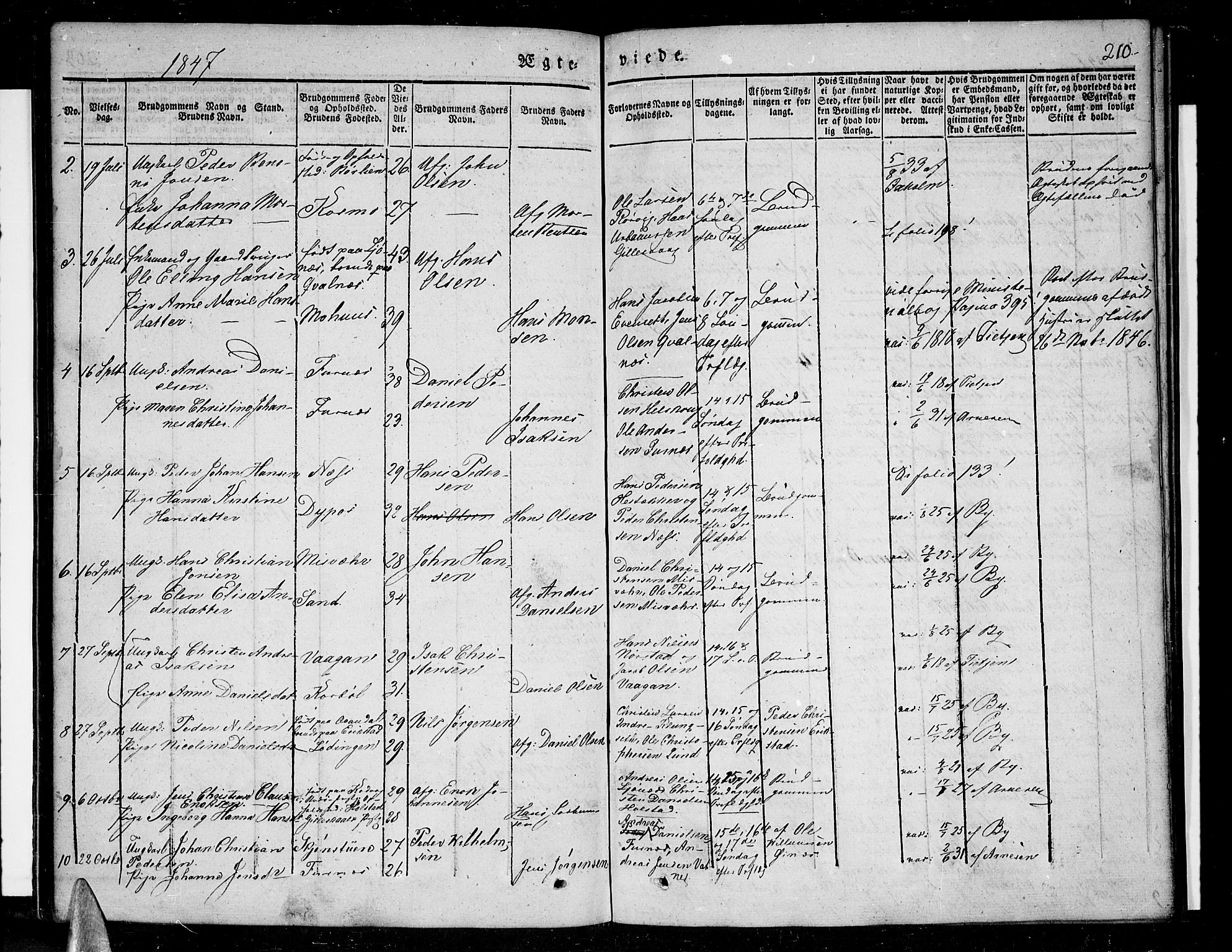 Ministerialprotokoller, klokkerbøker og fødselsregistre - Nordland, SAT/A-1459/852/L0737: Parish register (official) no. 852A07, 1833-1849, p. 210