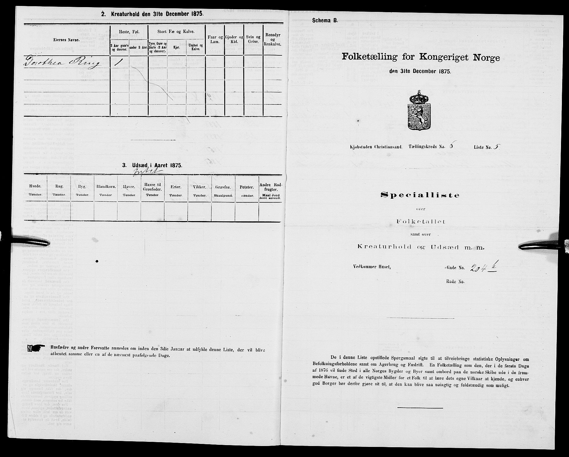 SAK, 1875 census for 1001P Kristiansand, 1875, p. 762