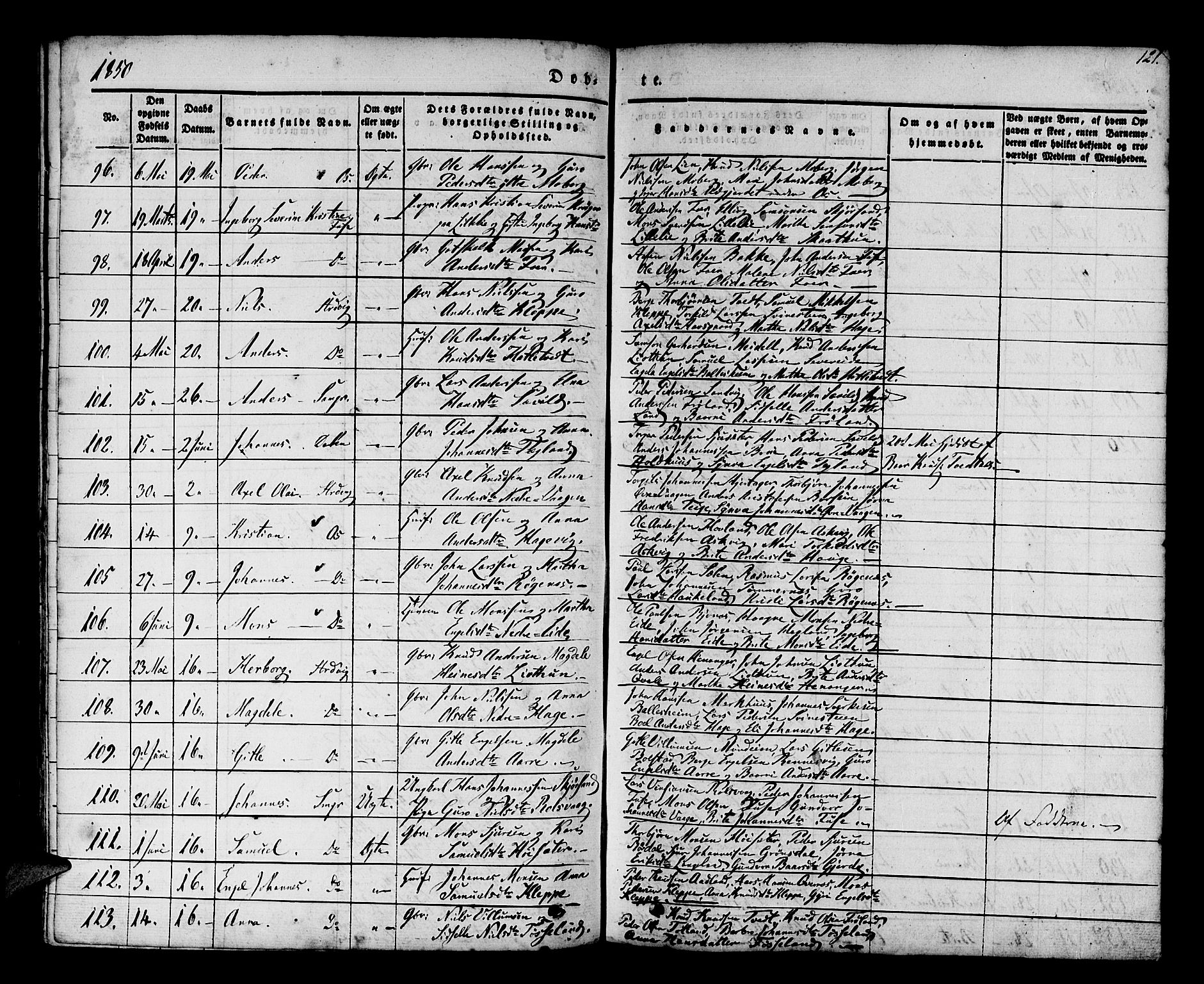 Os sokneprestembete, AV/SAB-A-99929: Parish register (official) no. A 15, 1839-1851, p. 121