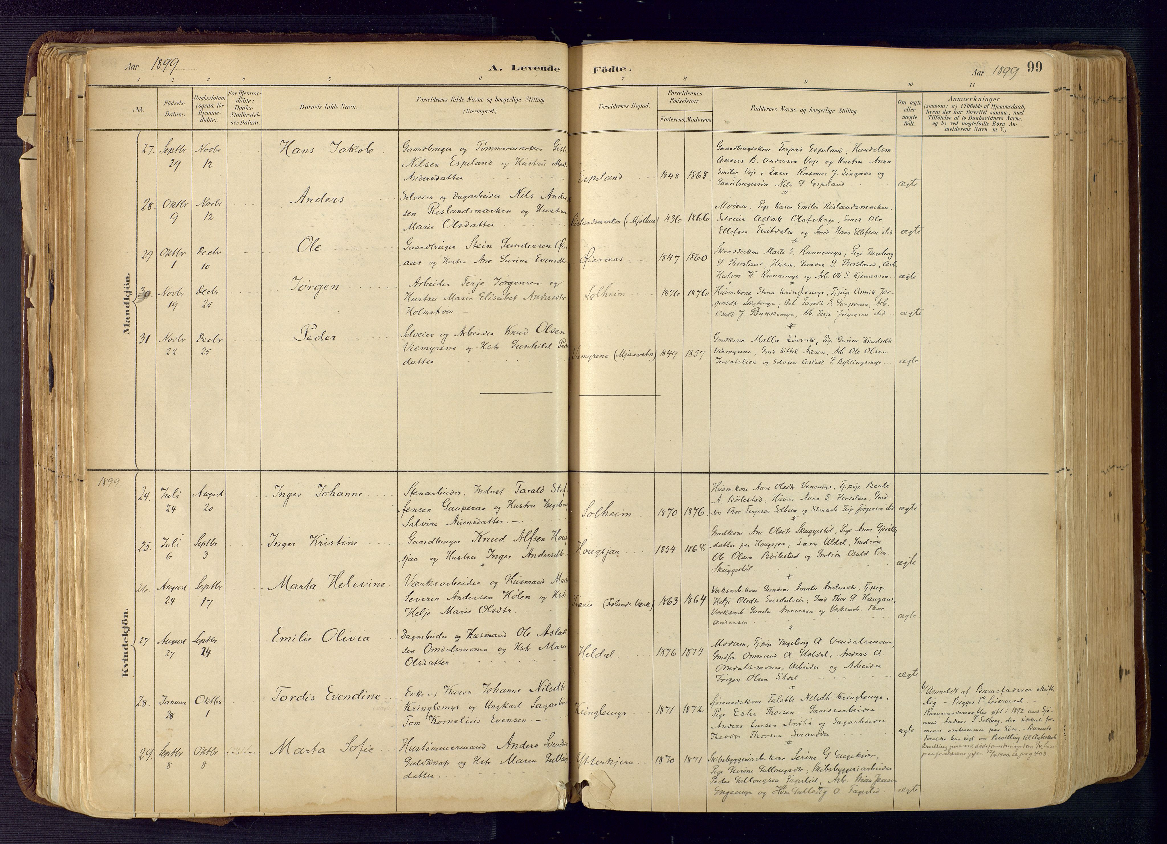 Froland sokneprestkontor, AV/SAK-1111-0013/F/Fa/L0005: Parish register (official) no. A 5, 1882-1921, p. 99