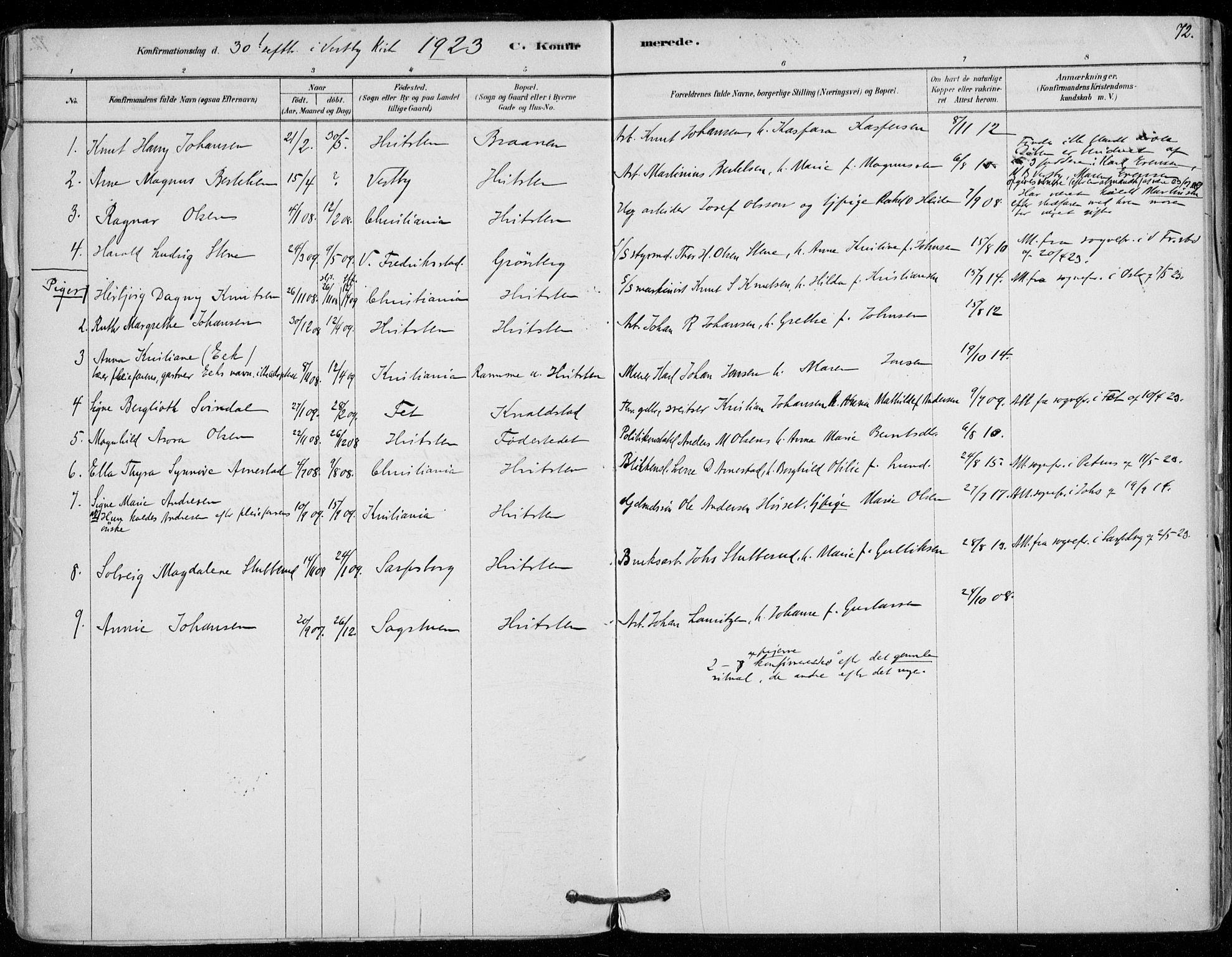 Vestby prestekontor Kirkebøker, AV/SAO-A-10893/F/Fd/L0001: Parish register (official) no. IV 1, 1878-1945, p. 72