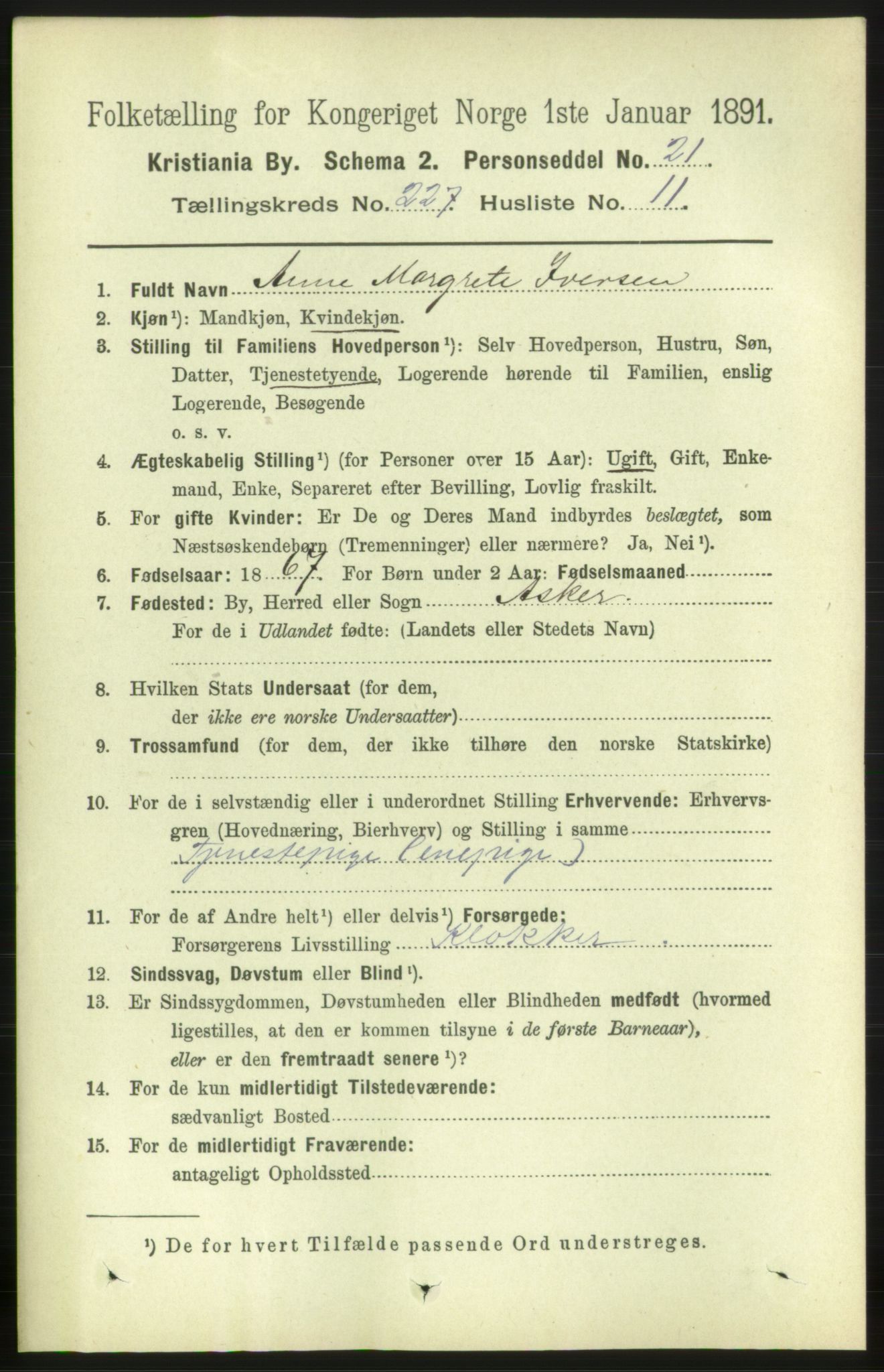 RA, 1891 census for 0301 Kristiania, 1891, p. 139027