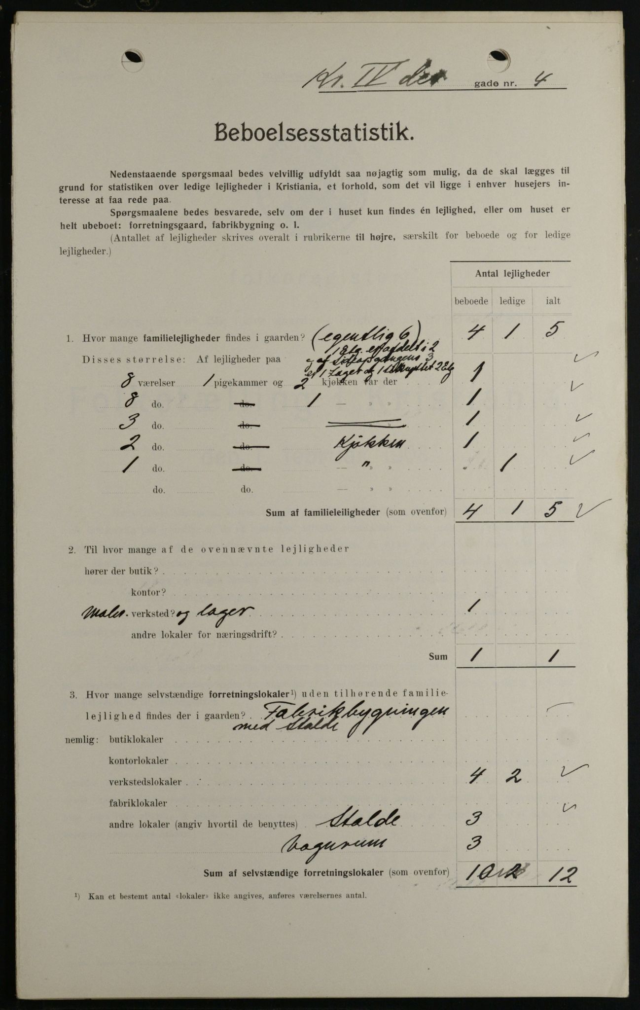 OBA, Municipal Census 1908 for Kristiania, 1908, p. 48481