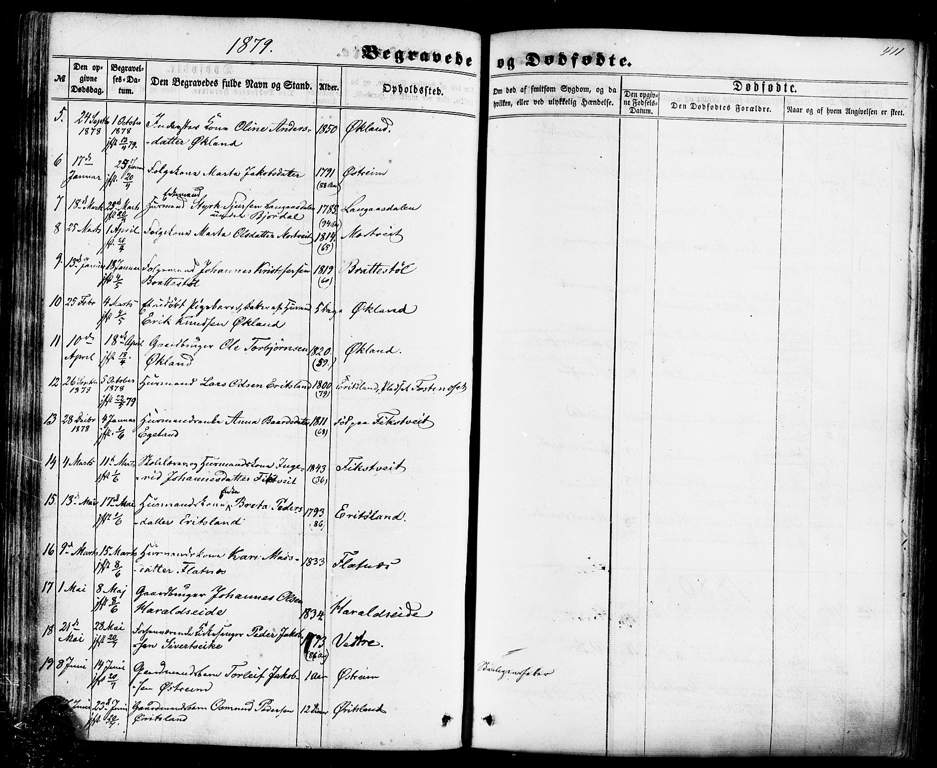 Skjold sokneprestkontor, AV/SAST-A-101847/H/Ha/Haa/L0008: Parish register (official) no. A 8, 1856-1882, p. 411