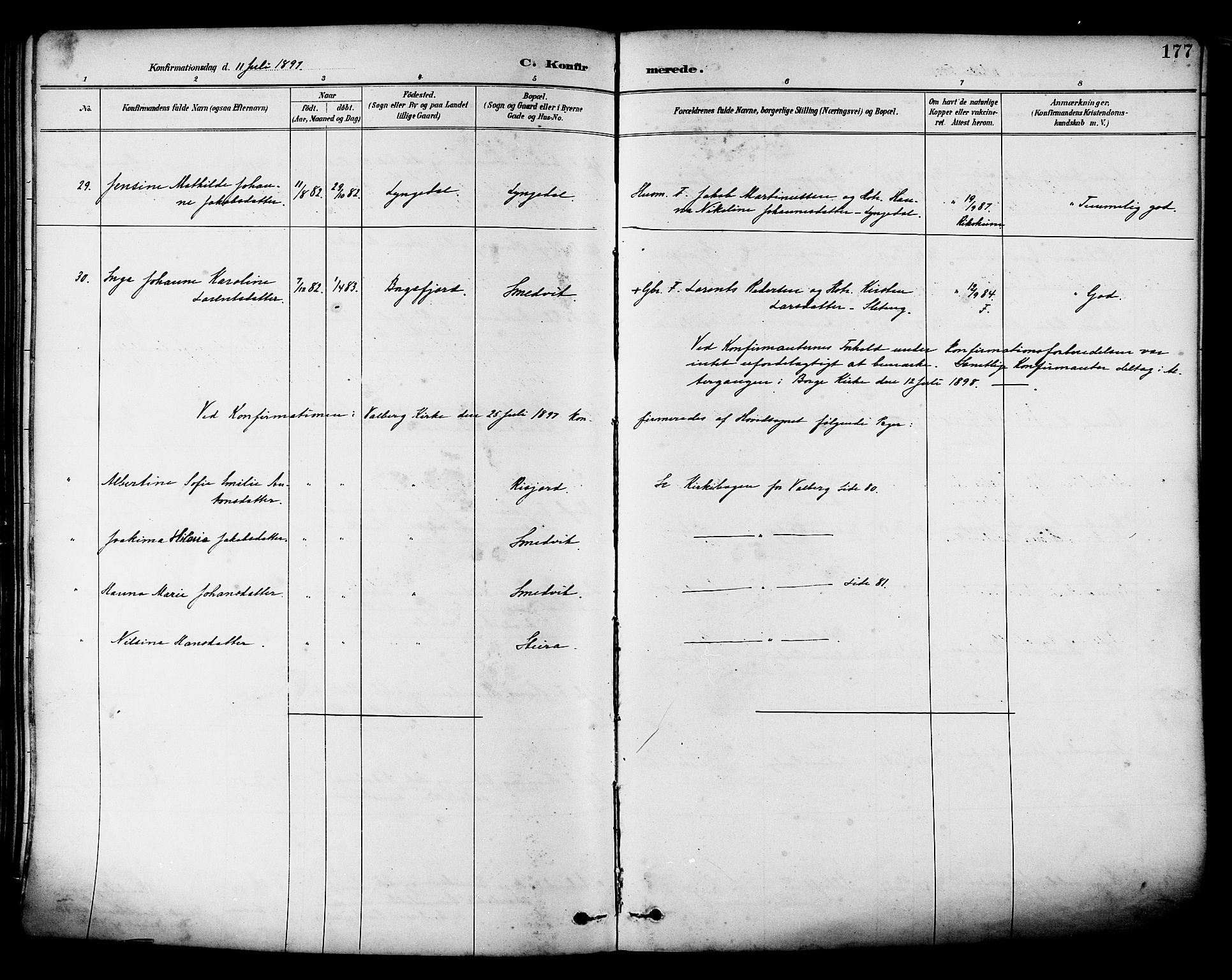 Ministerialprotokoller, klokkerbøker og fødselsregistre - Nordland, AV/SAT-A-1459/880/L1133: Parish register (official) no. 880A07, 1888-1898, p. 177