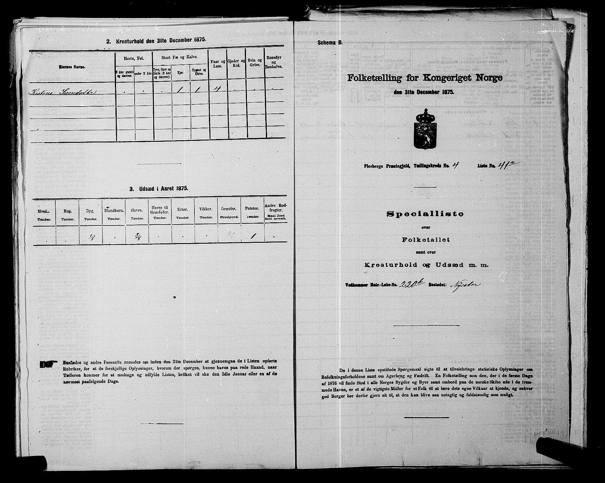 SAKO, 1875 census for 0631P Flesberg, 1875, p. 775