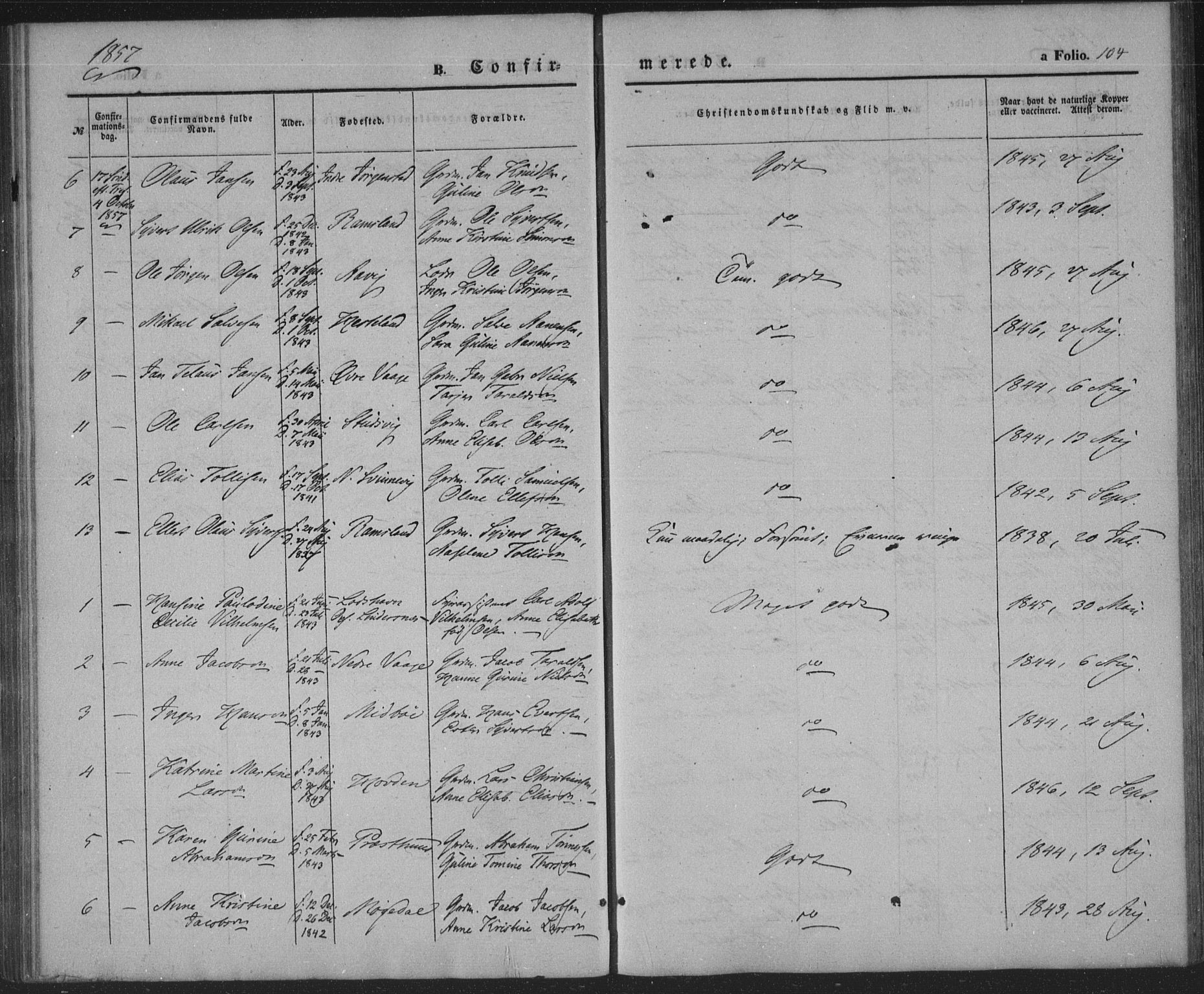 Sør-Audnedal sokneprestkontor, AV/SAK-1111-0039/F/Fa/Faa/L0002: Parish register (official) no. A 2, 1848-1867, p. 104