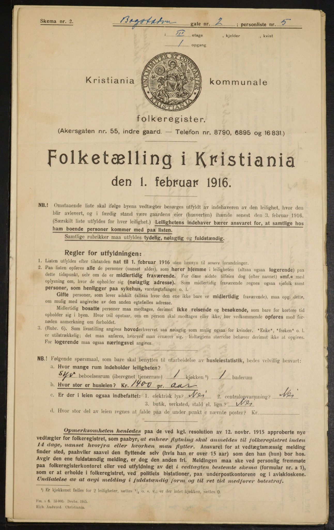 OBA, Municipal Census 1916 for Kristiania, 1916, p. 6879