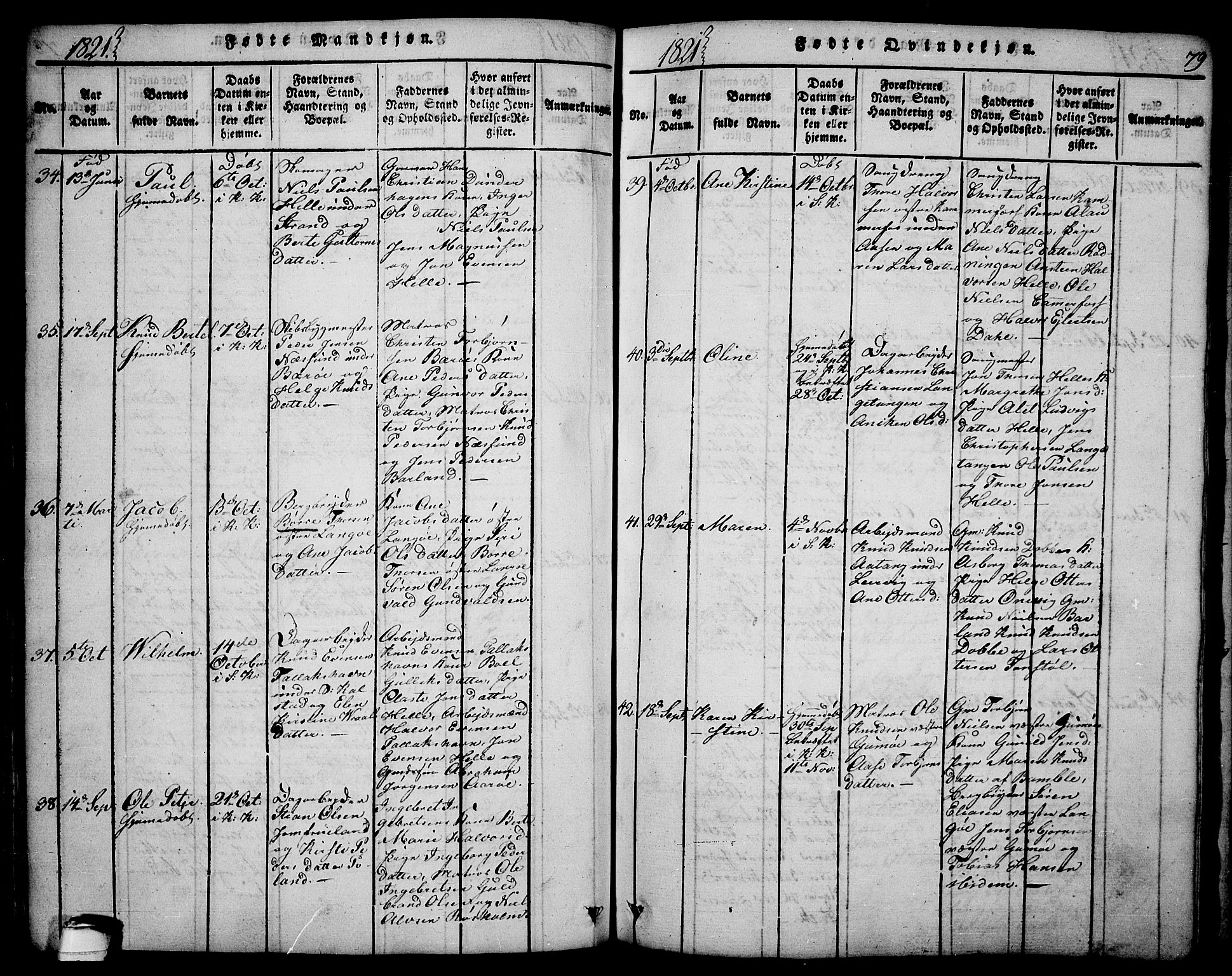 Sannidal kirkebøker, SAKO/A-296/F/Fa/L0004: Parish register (official) no. 4, 1814-1829, p. 79
