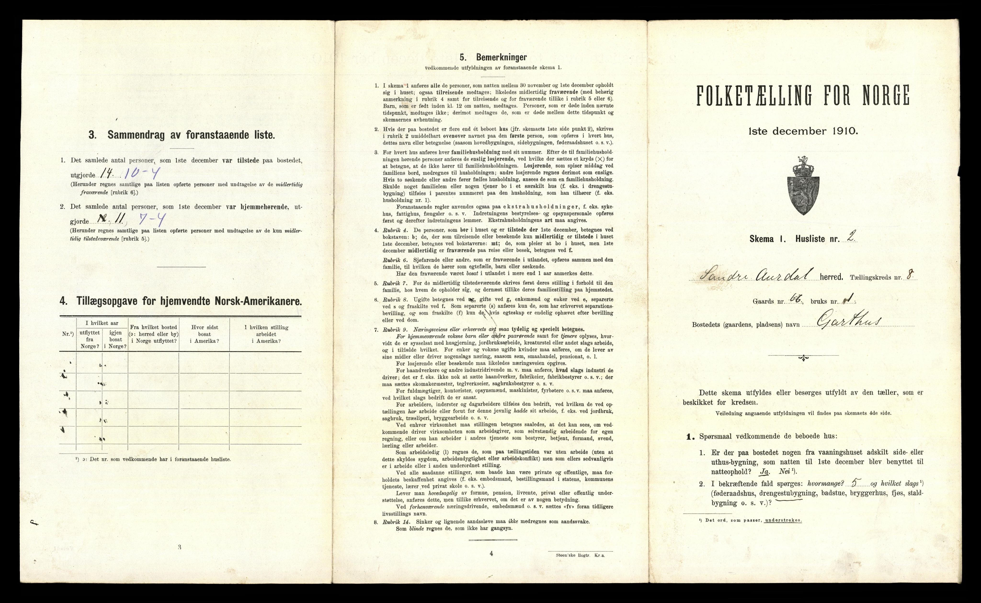 RA, 1910 census for Sør-Aurdal, 1910, p. 847