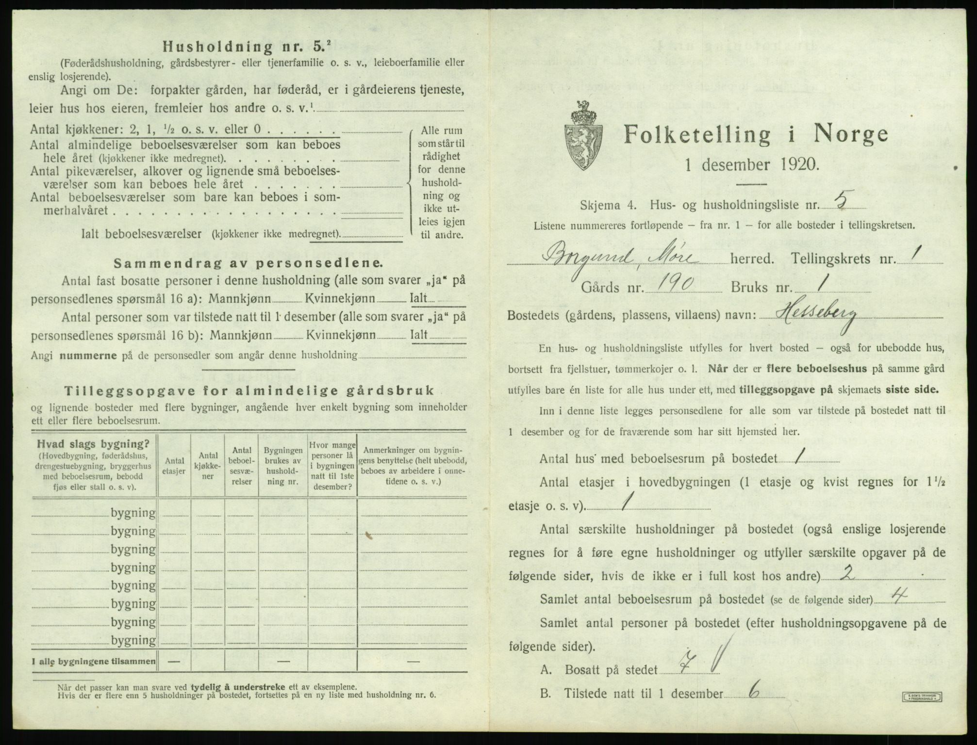 SAT, 1920 census for Borgund, 1920, p. 110