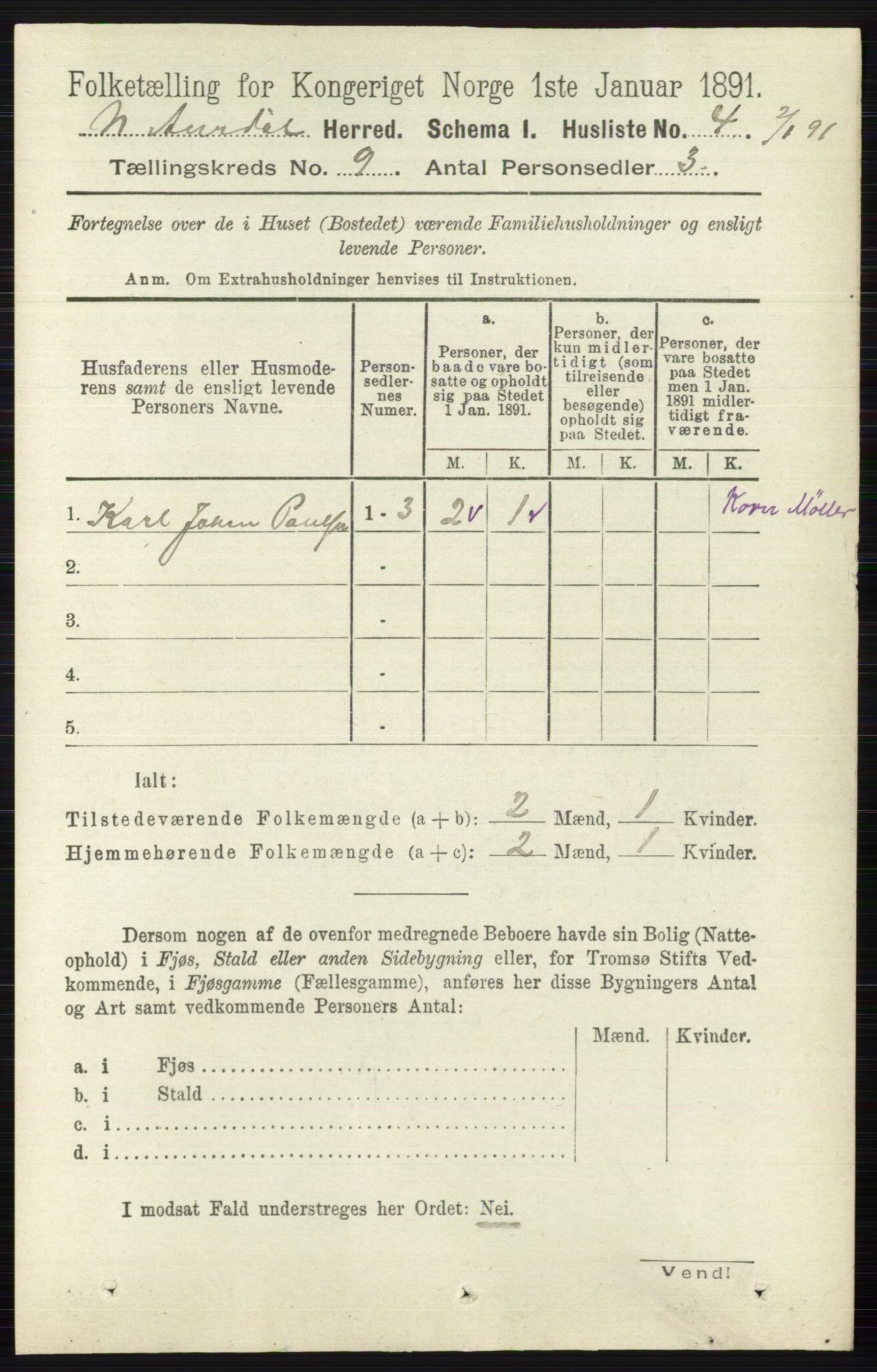 RA, 1891 census for 0542 Nord-Aurdal, 1891, p. 3371