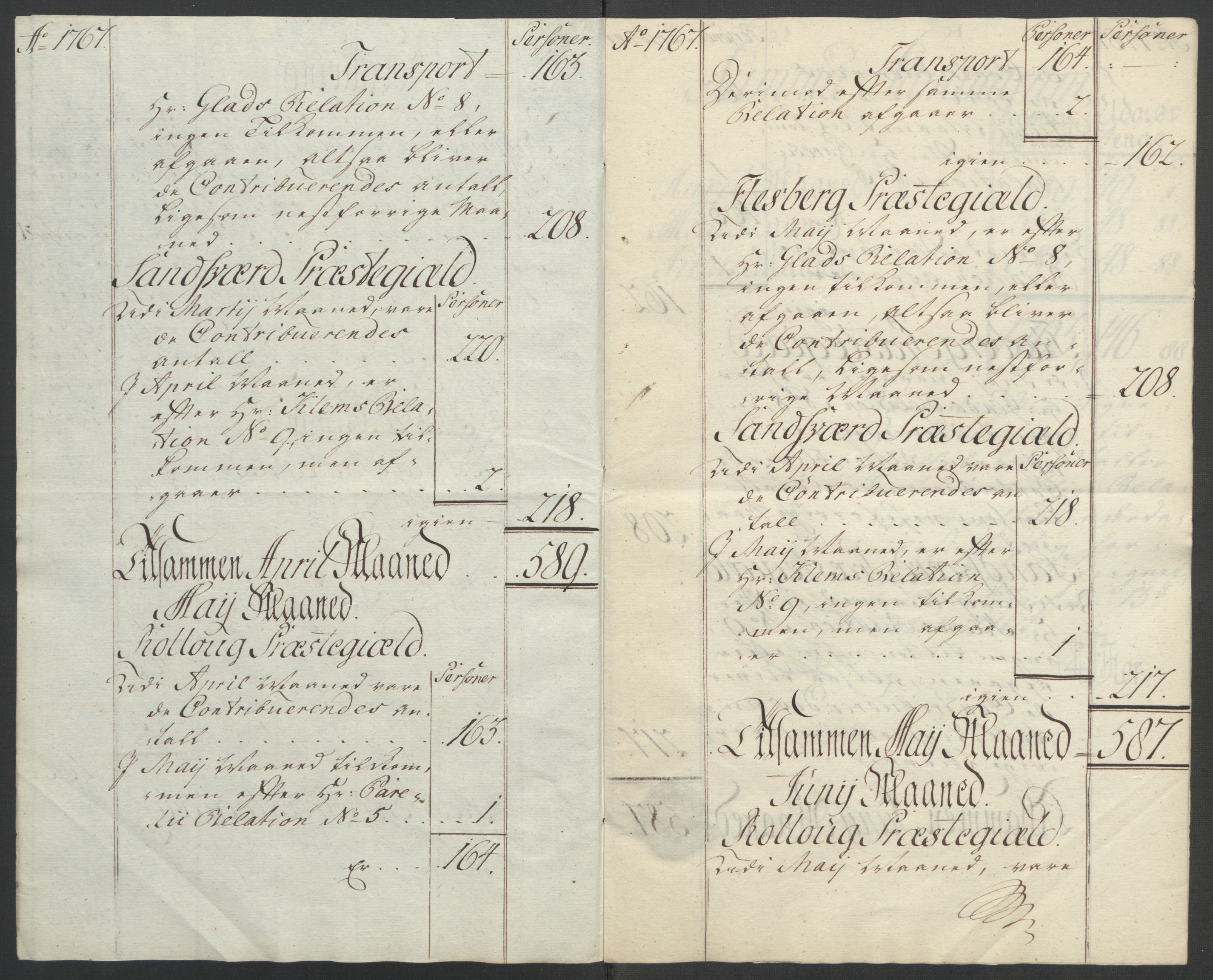 Rentekammeret inntil 1814, Reviderte regnskaper, Fogderegnskap, AV/RA-EA-4092/R24/L1672: Ekstraskatten Numedal og Sandsvær, 1762-1767, p. 334