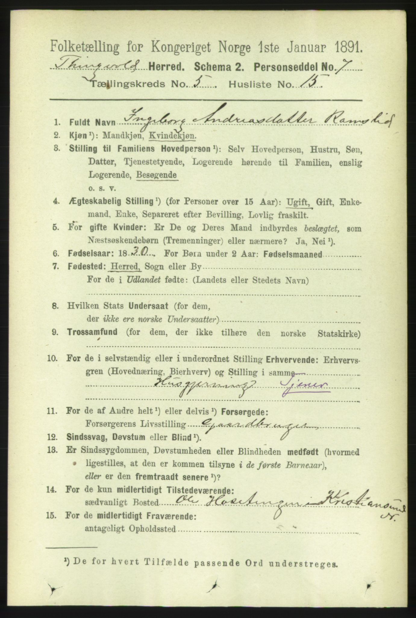 RA, 1891 census for 1560 Tingvoll, 1891, p. 2150