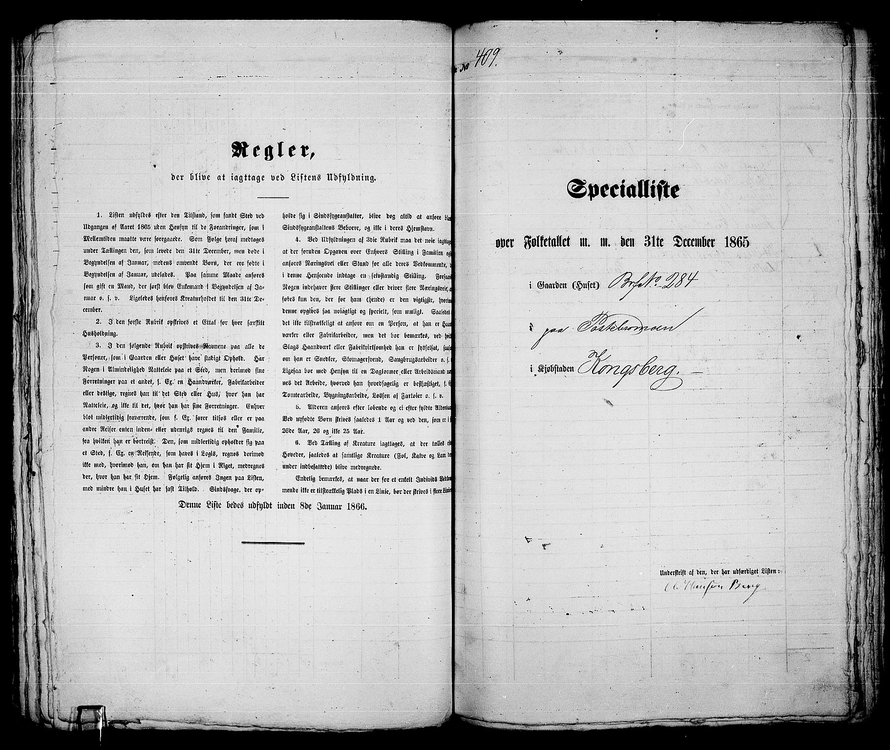 RA, 1865 census for Kongsberg/Kongsberg, 1865, p. 833