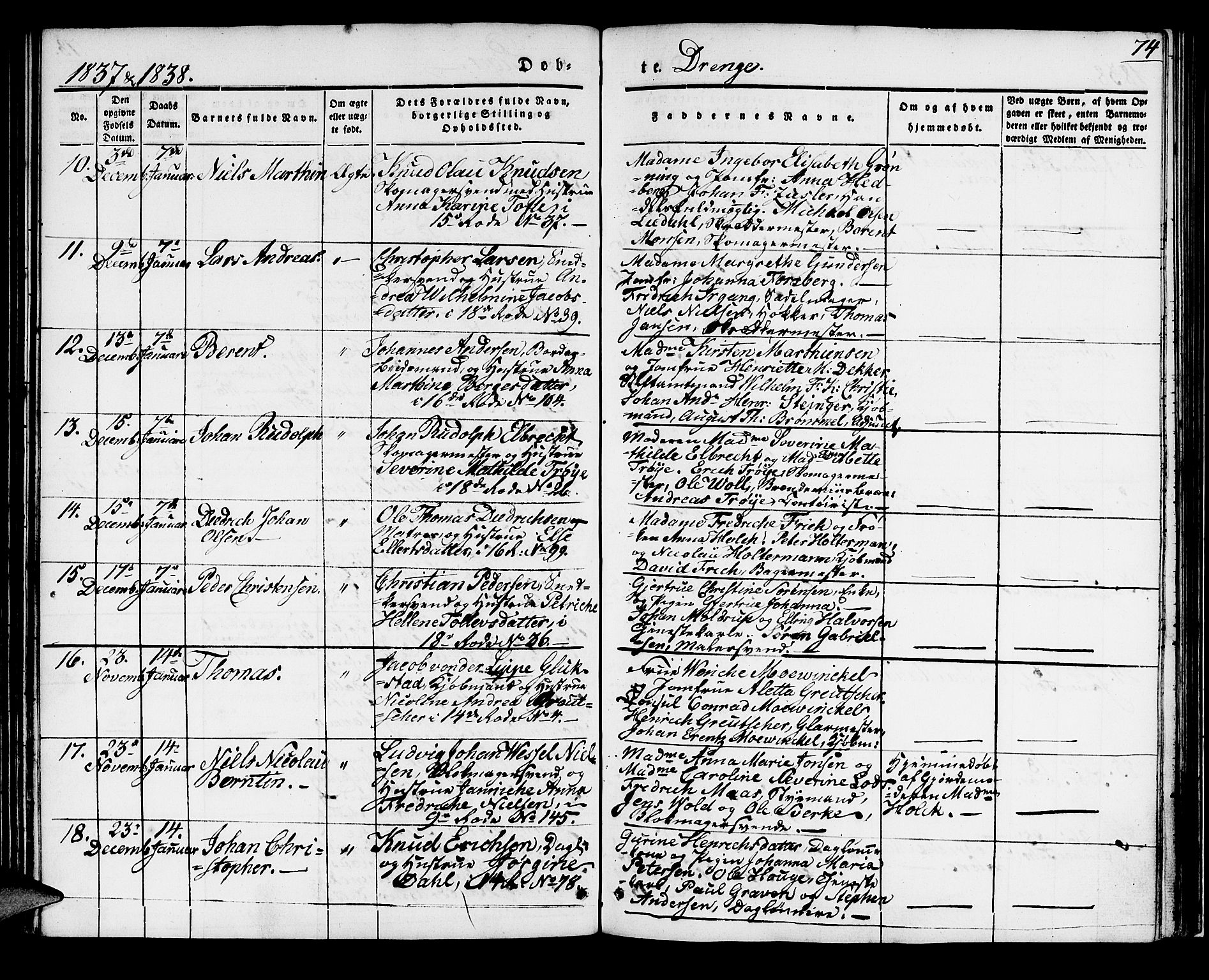 Domkirken sokneprestembete, AV/SAB-A-74801/H/Haa/L0015: Parish register (official) no. A 14, 1835-1840, p. 74