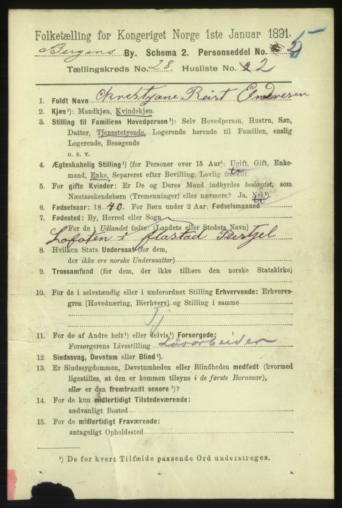 RA, 1891 Census for 1301 Bergen, 1891, p. 36347