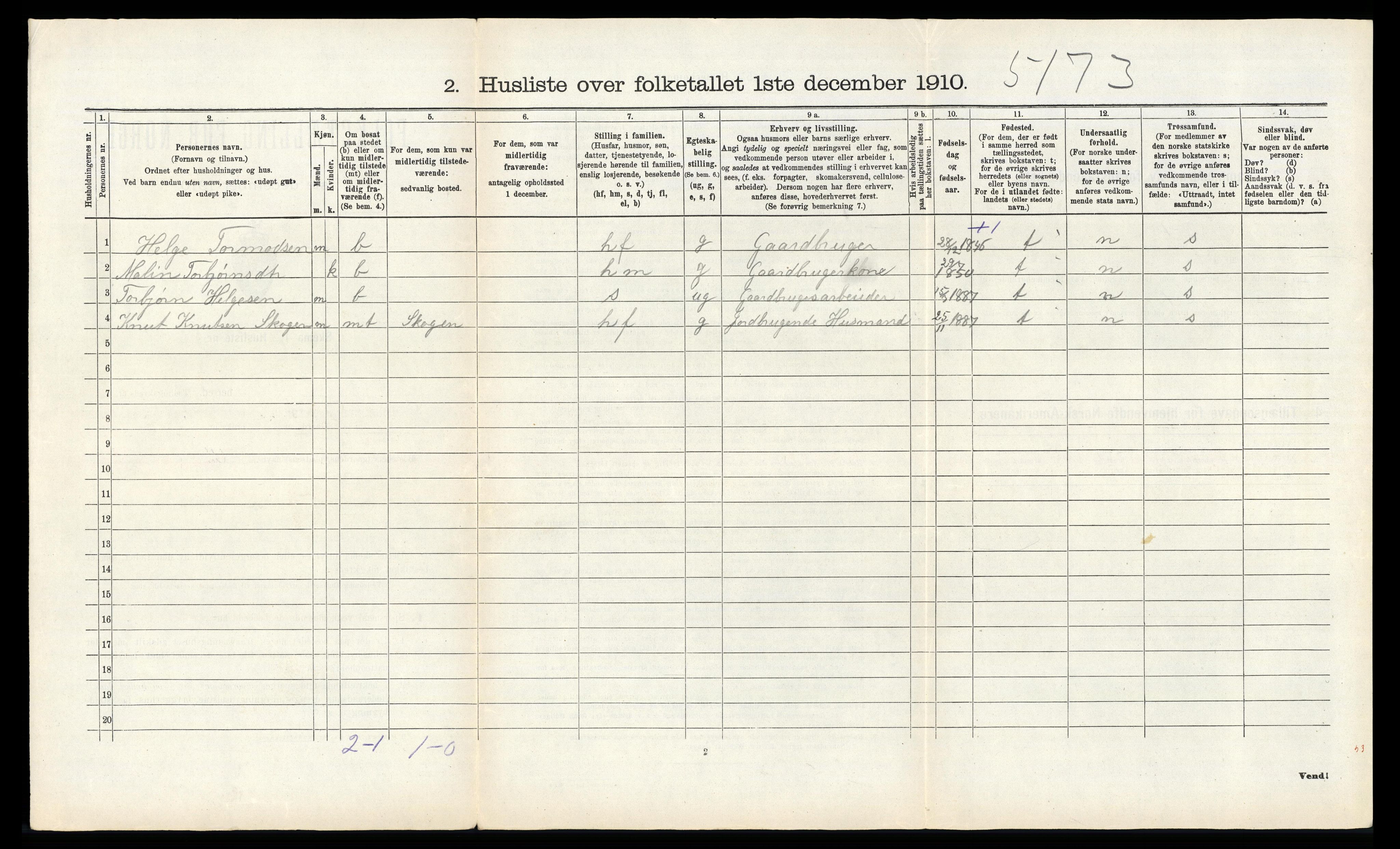 RA, 1910 census for Suldal, 1910, p. 352