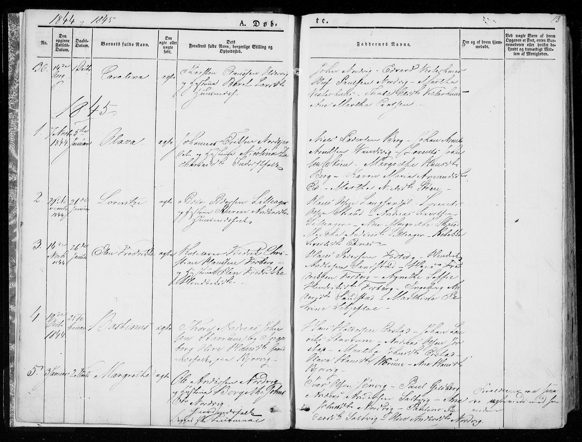 Ministerialprotokoller, klokkerbøker og fødselsregistre - Nord-Trøndelag, SAT/A-1458/722/L0218: Parish register (official) no. 722A05, 1843-1868, p. 13